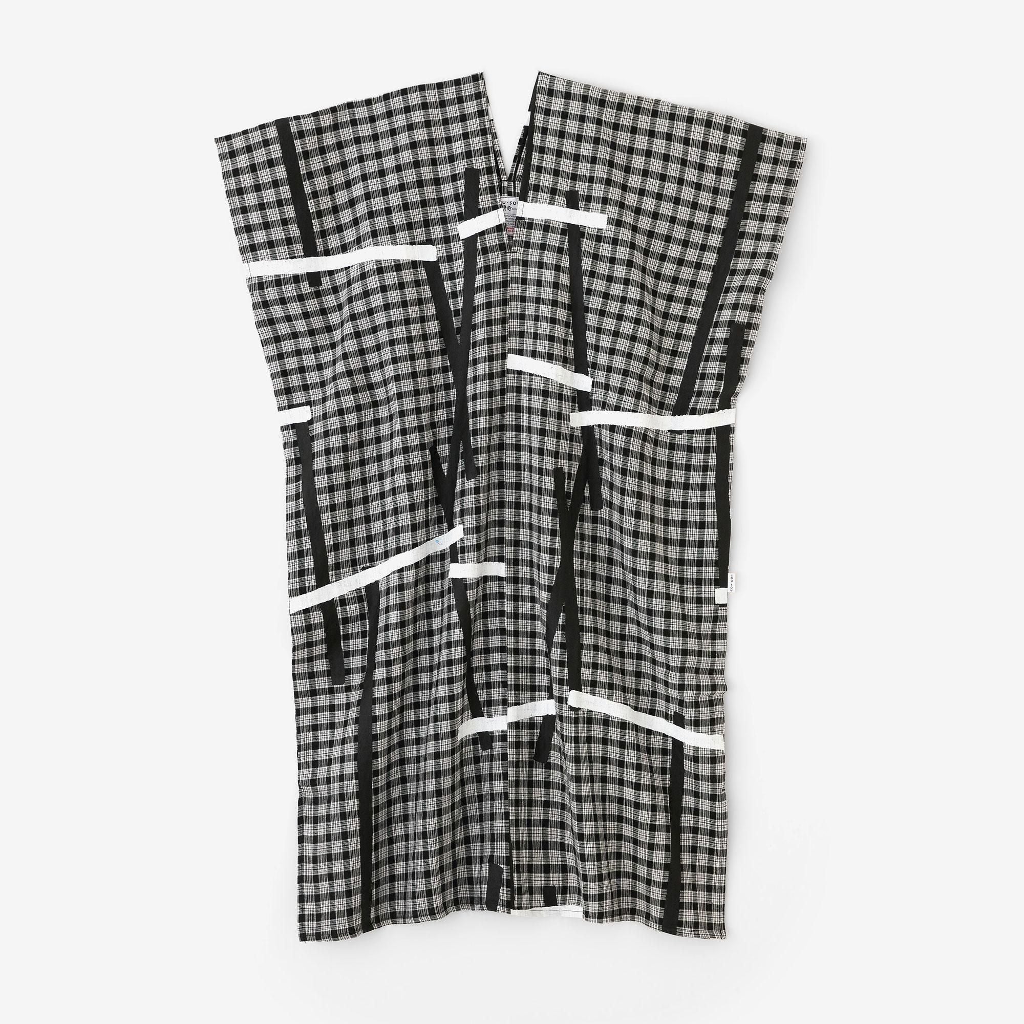 拼接麻 長方形洋裝) /鳶