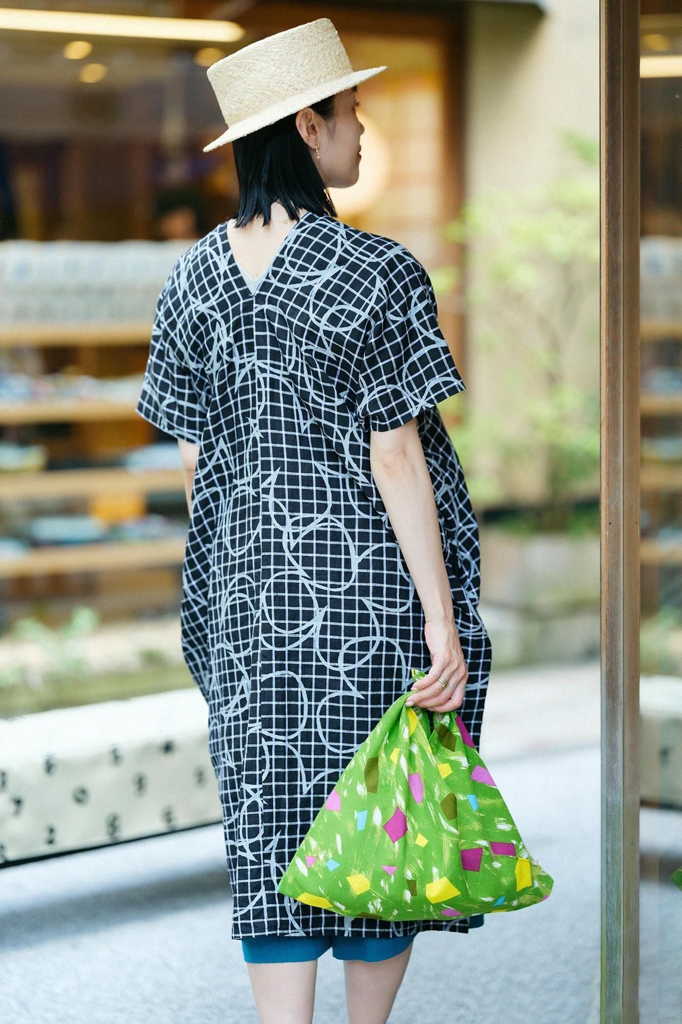 Linen Rectangular Dress Split Joint / Happiness