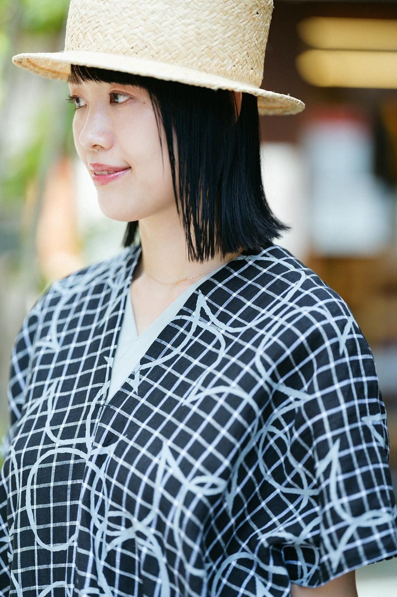 Linen Rectangular Dress Split Joint / Happiness