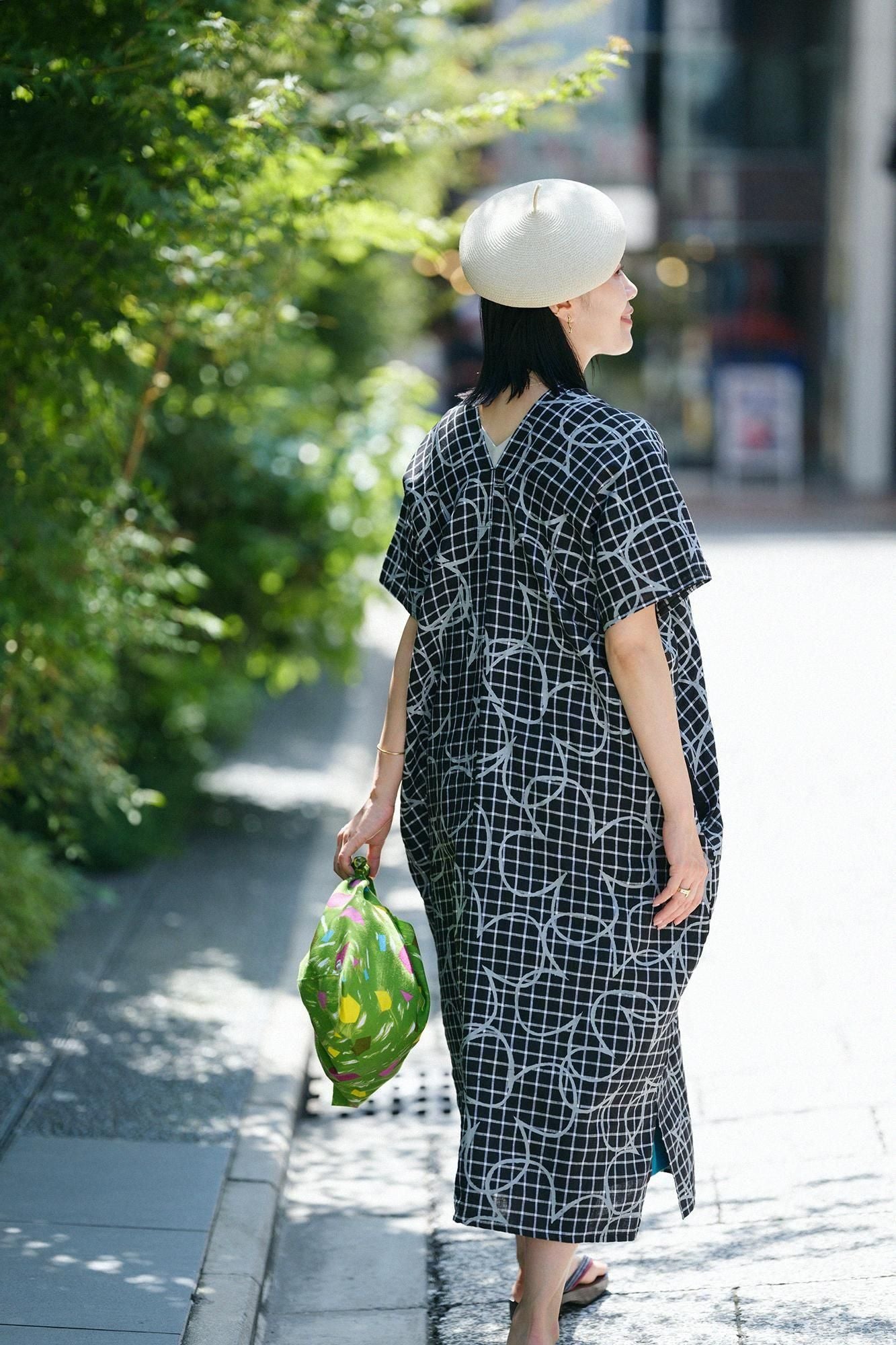 Linen Rectangular Dress Split Joint / Happiness