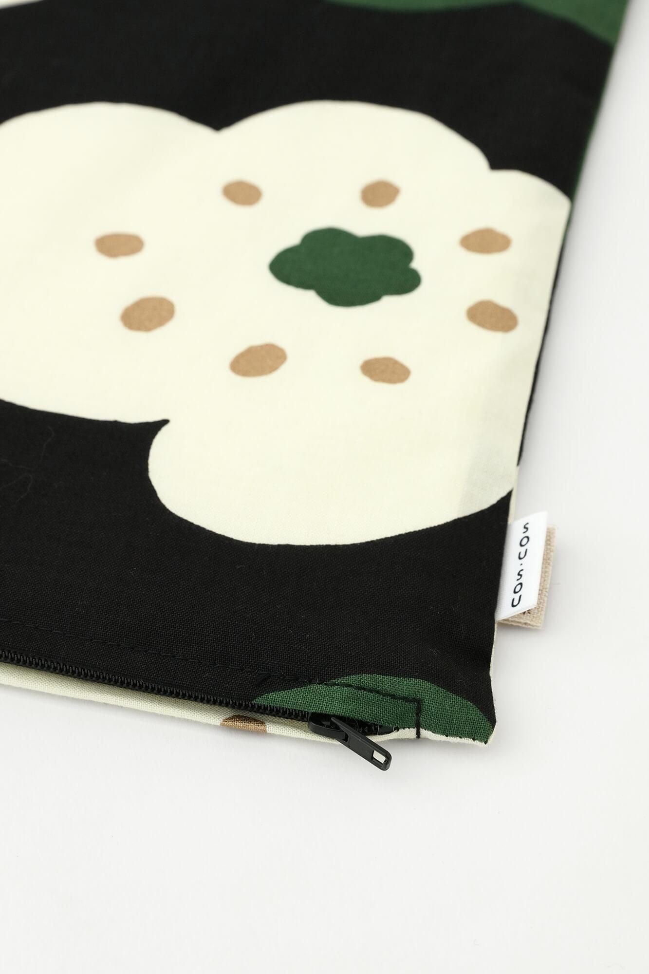 平織り21番手 クッション(座布団)カバー/ほほえみ 小 濡羽色(ぬればいろ)【※お届けに約3週間】