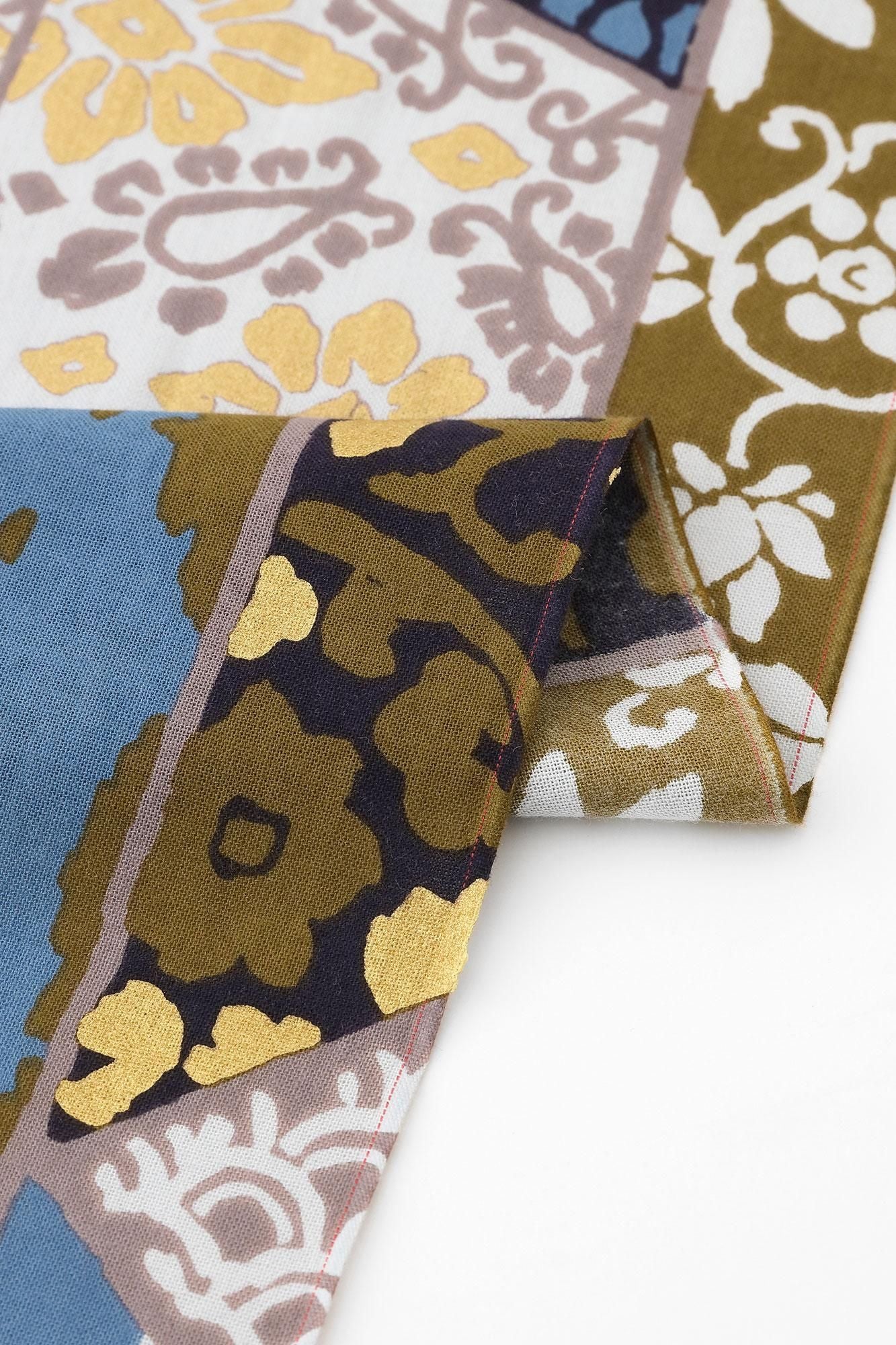 伊勢木綿 textile手ぬぐい/金銀襴緞子等縫合せ(きんぎんらんどんすとうぬいあわせ) 写し(うつし) 蒼天(そうてん)