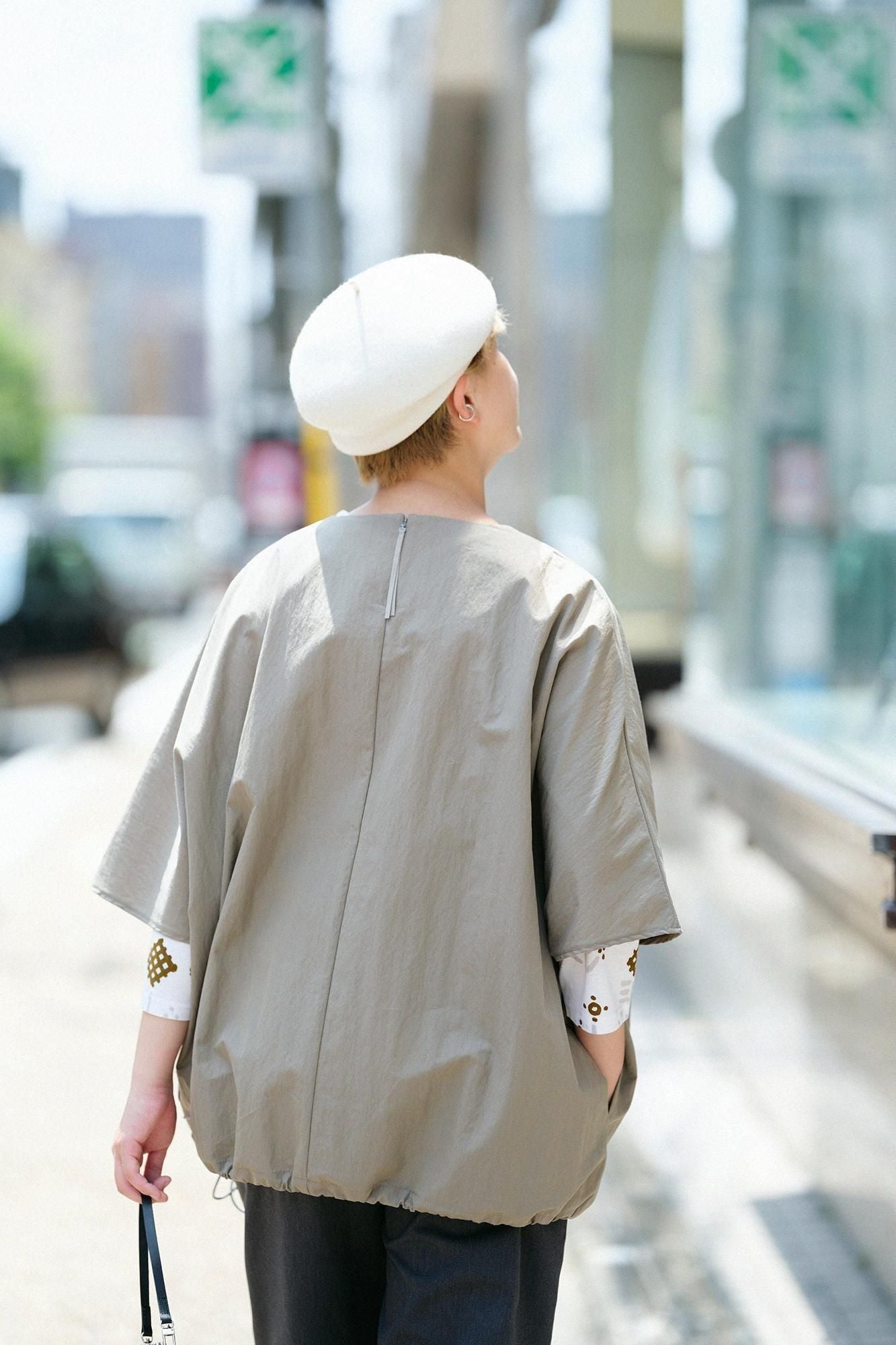 コットンナイロン ドルマンスリーブ ラルゴチュニック/モスグレー