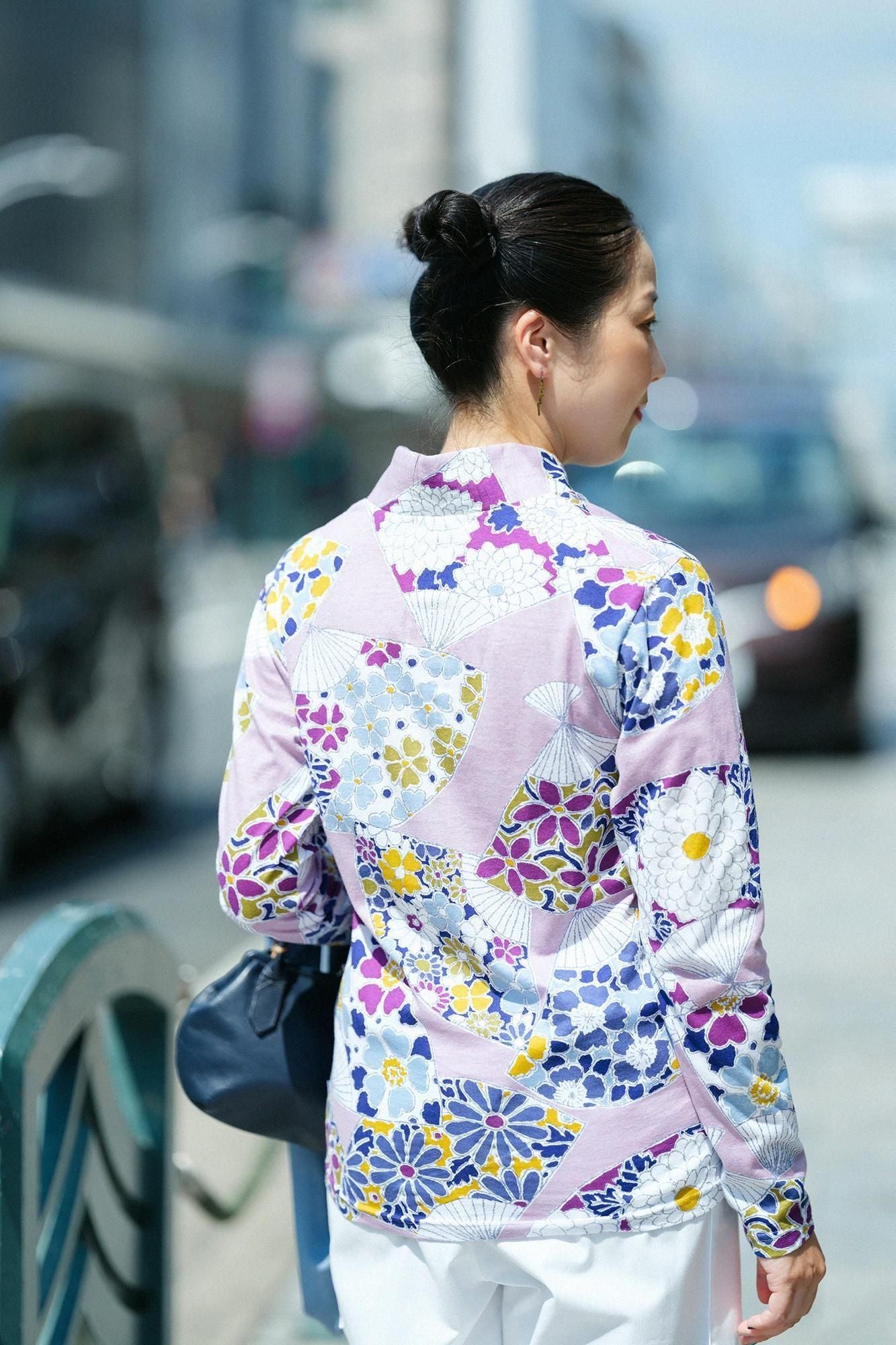 狹風靡 和服領上衣 拔衣紋/扇子