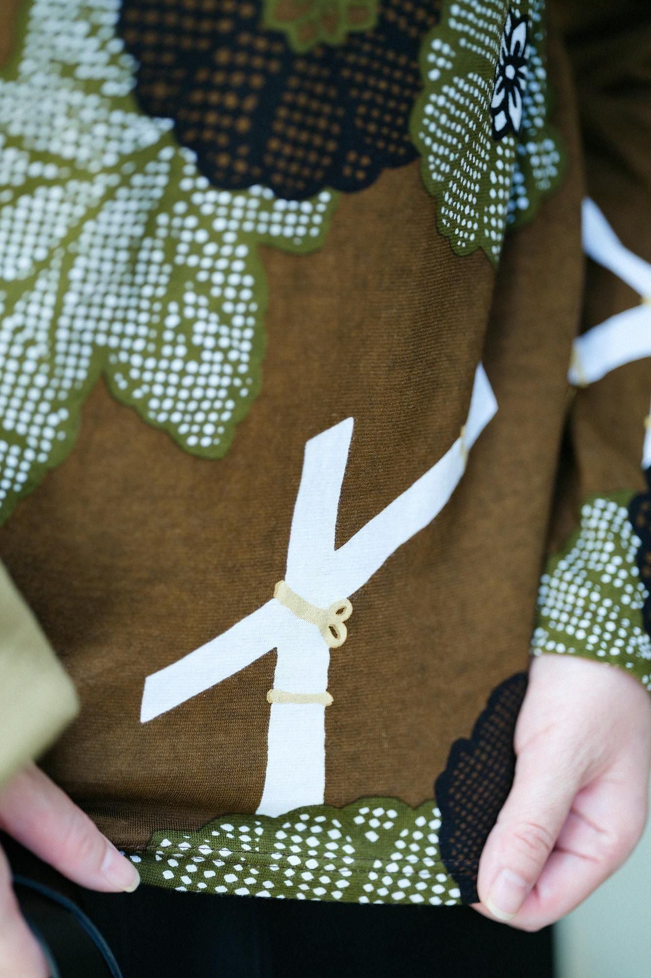 衿巻ジバン/籬菊模様(まがきぎくもよう) 写し(うつし) 憲法色(けんぽういろ)