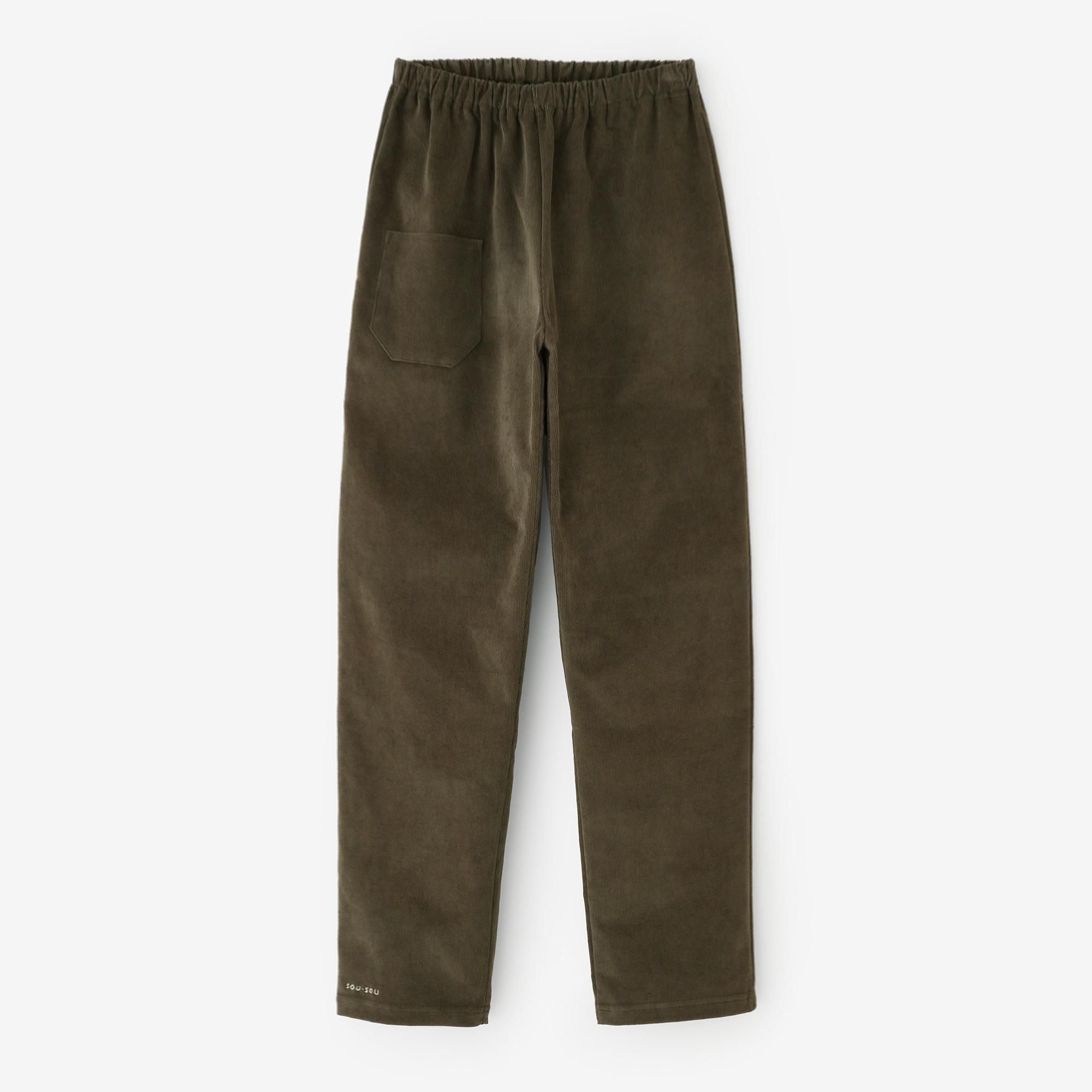 Shin Corduroy Slightly Slim-type Leggings Pants / Brownish Olive Green