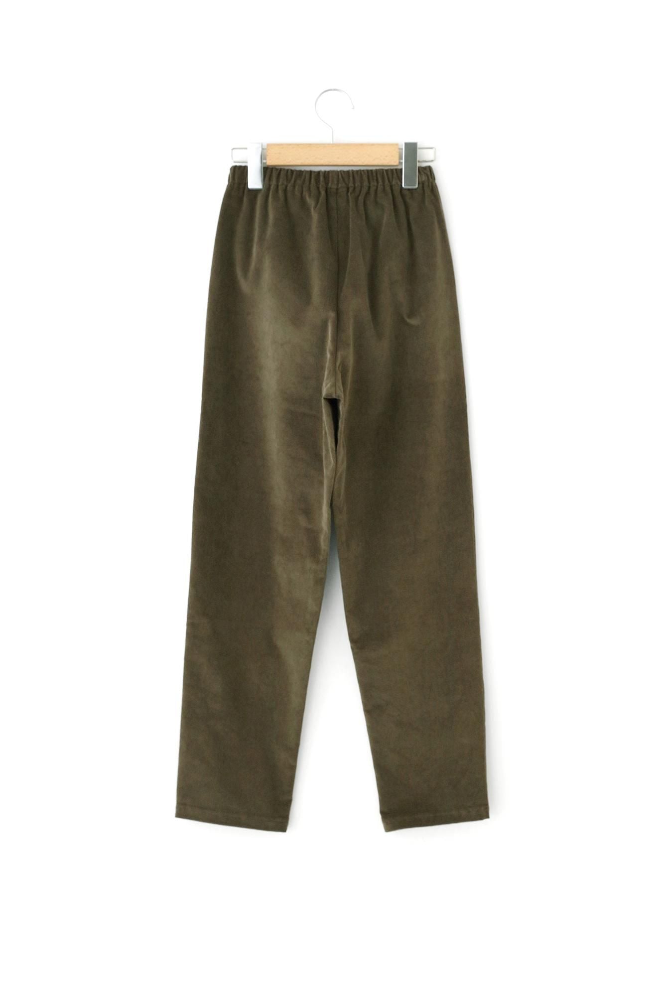 Shin Corduroy Slightly Slim-type Leggings Pants / Brownish Olive Green