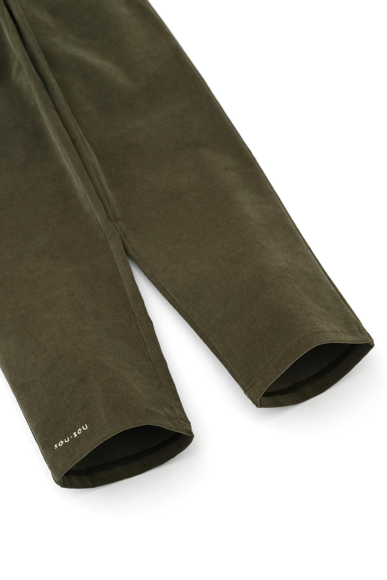 Shin Corduroy Slightly Slim-type Leggings Pants / Brownish Olive Green