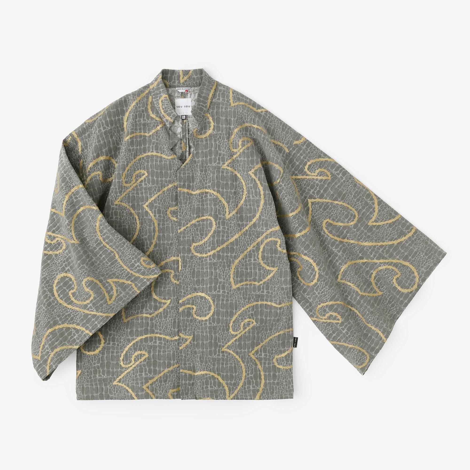 Snake-spotted Shinshu Kimono Sleeve Blouse / Many Waves