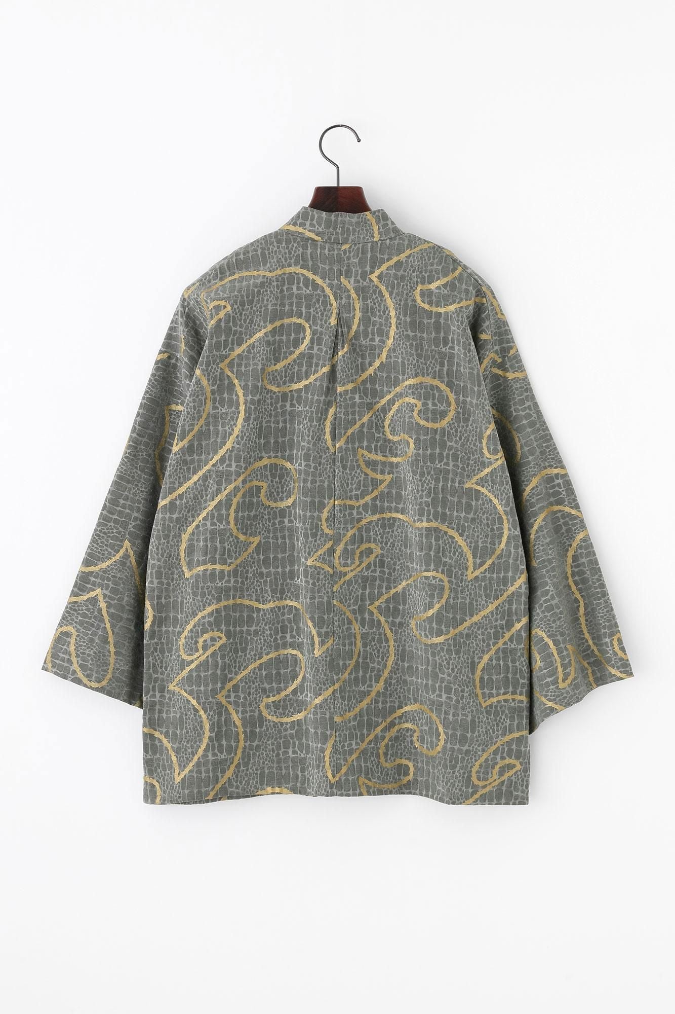 Snake-spotted Shinshu Kimono Sleeve Blouse / Many Waves