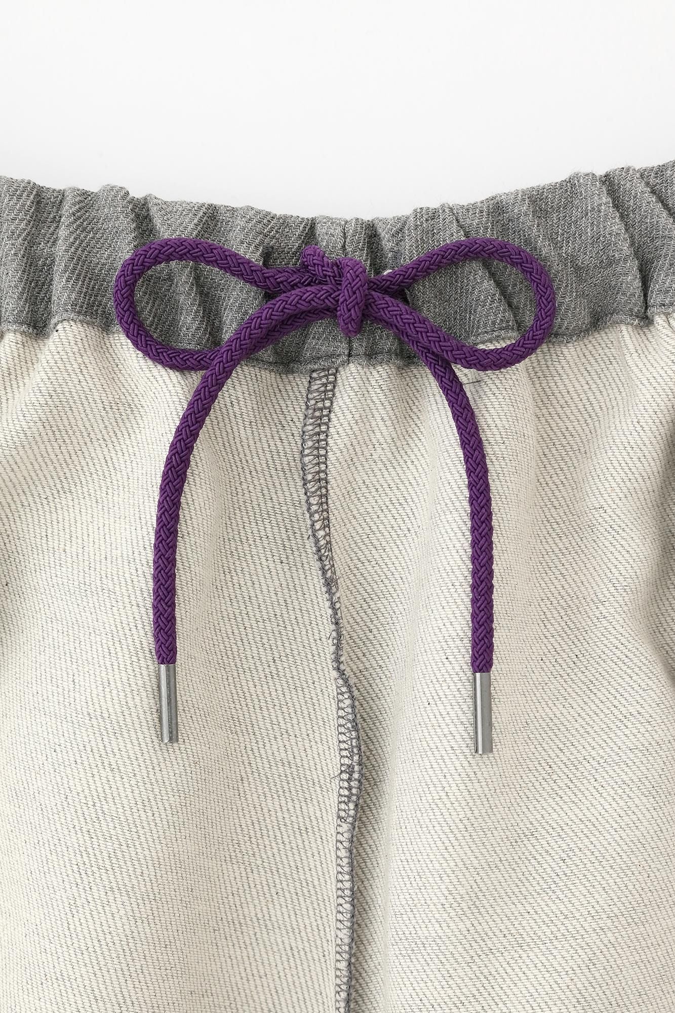 伸 斜紋織 闊腿褲 穩/薄灰色