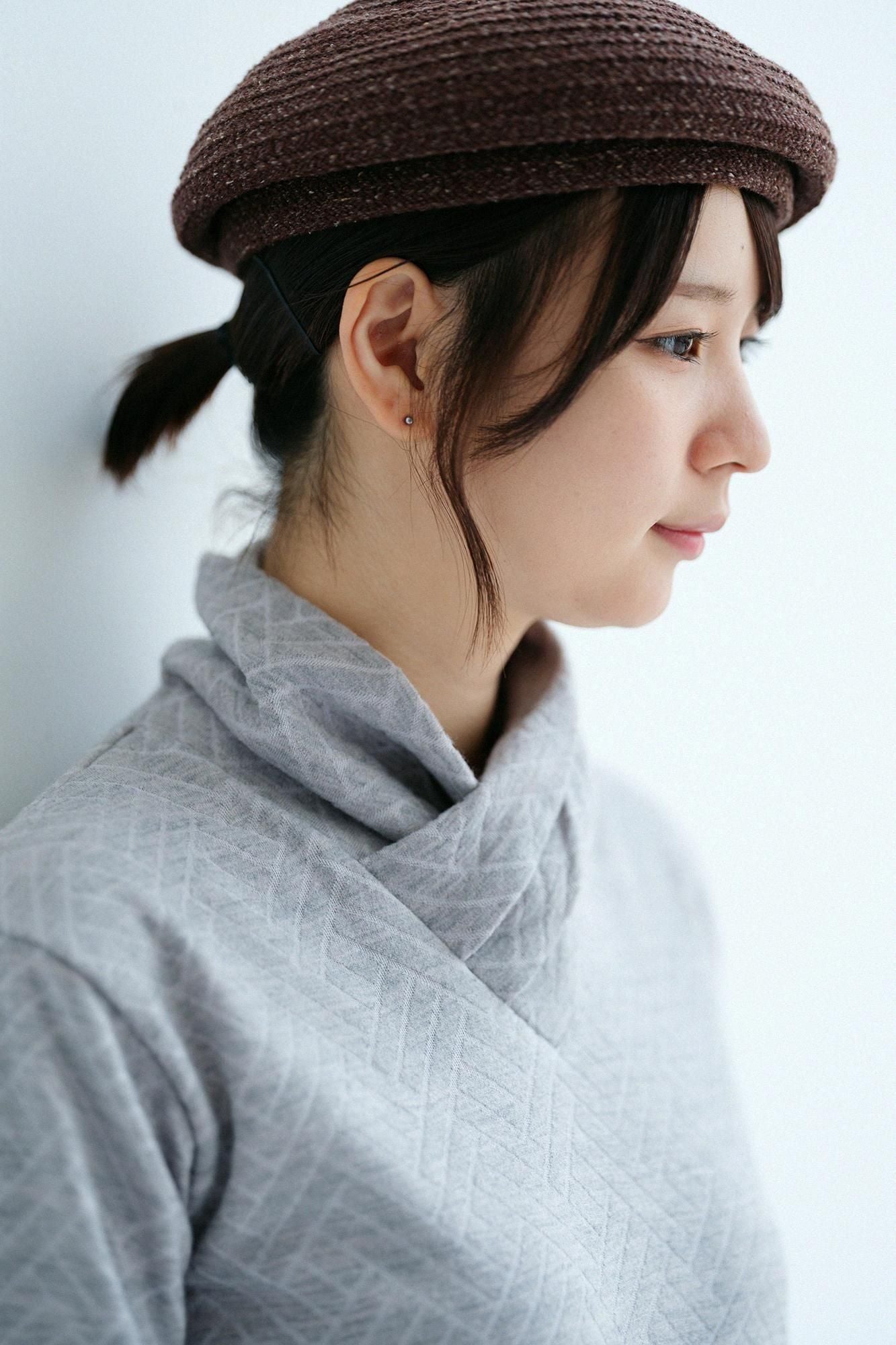 【net限定】接結(せっけつ)ジャカール 衿巻ジバン/杢灰(もくはい)