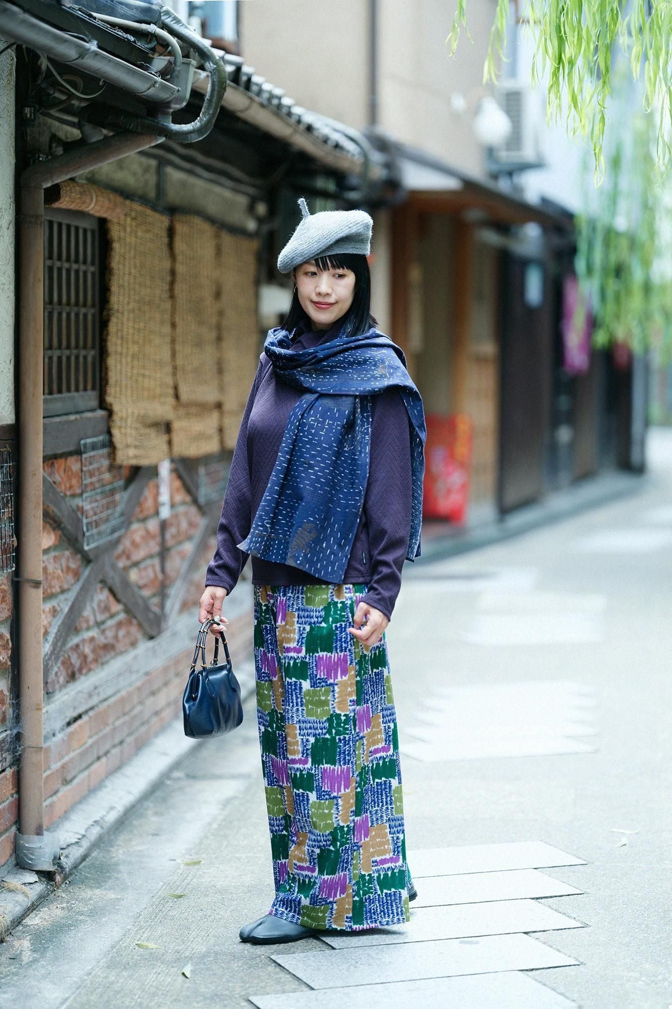 提花颈带/深蓝色