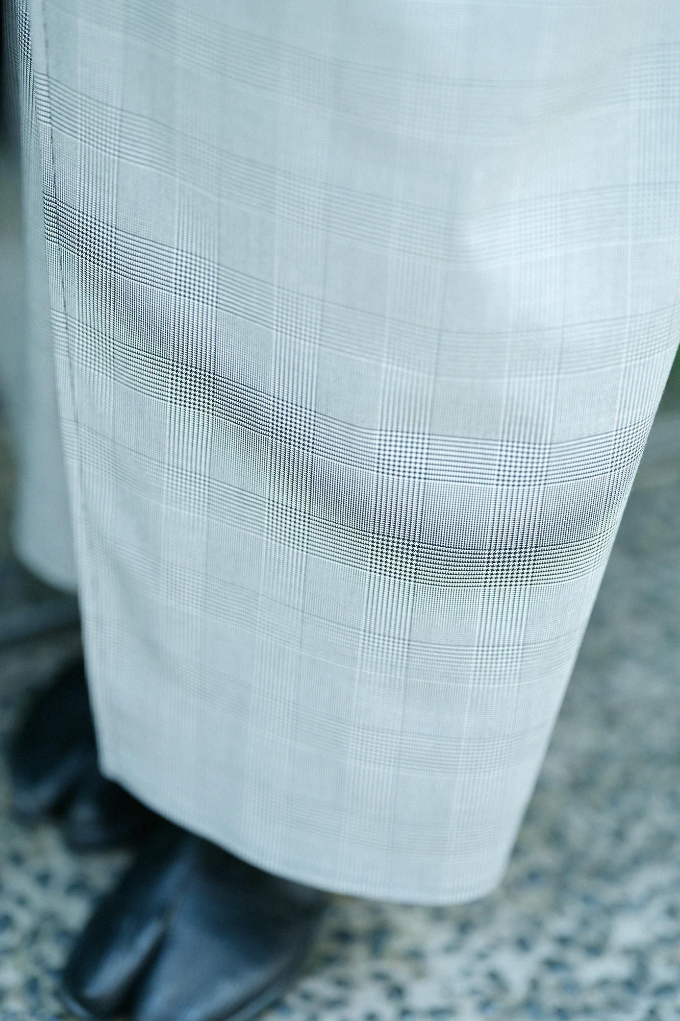 千鳥格紋織和服褲裝深灰色