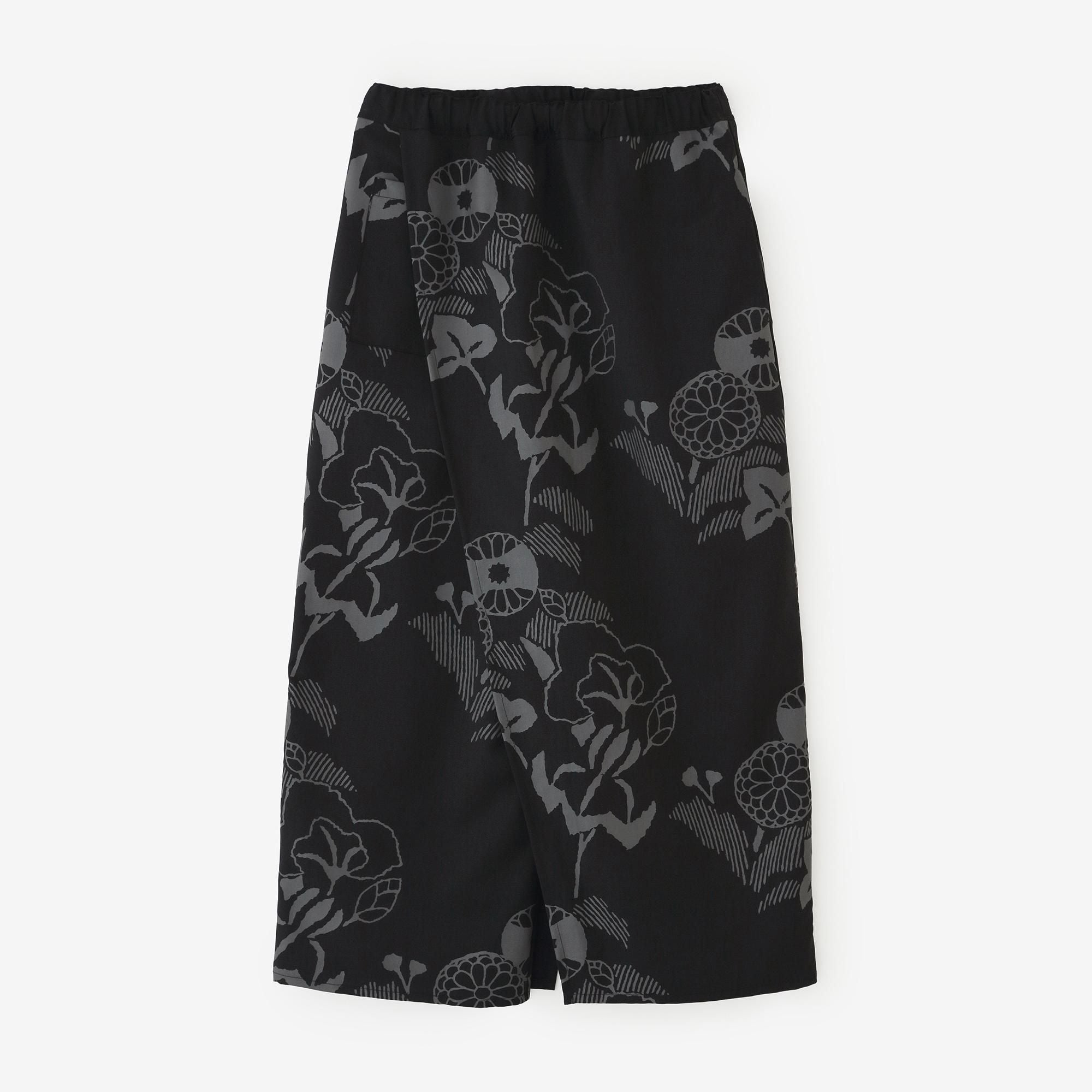 Merino Wool Twill Weave Wrap Hakama Pants / Yamafuuga Black