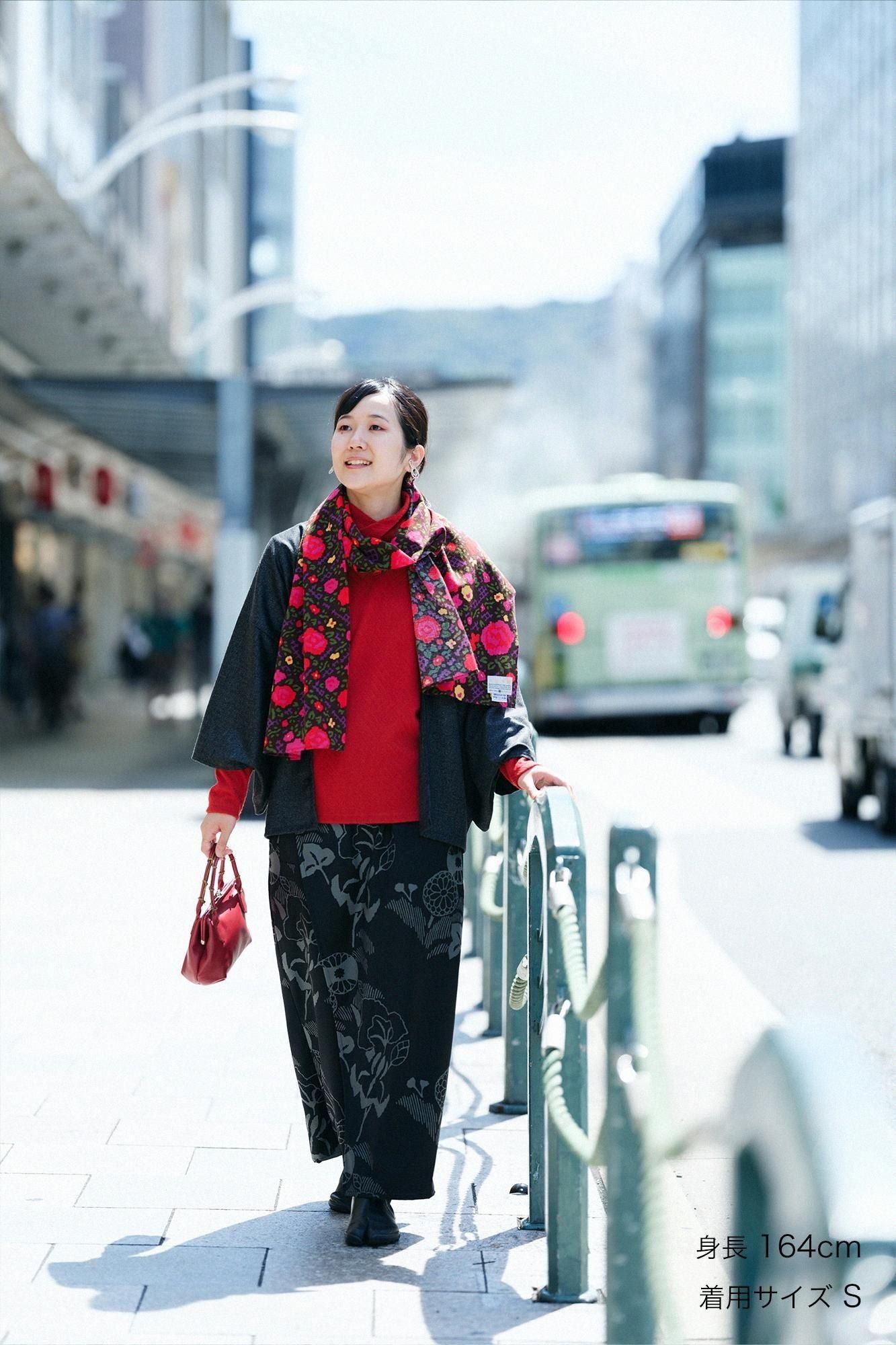 Merino Wool Twill Weave Wrap Hakama Pants / Yamafuuga Black