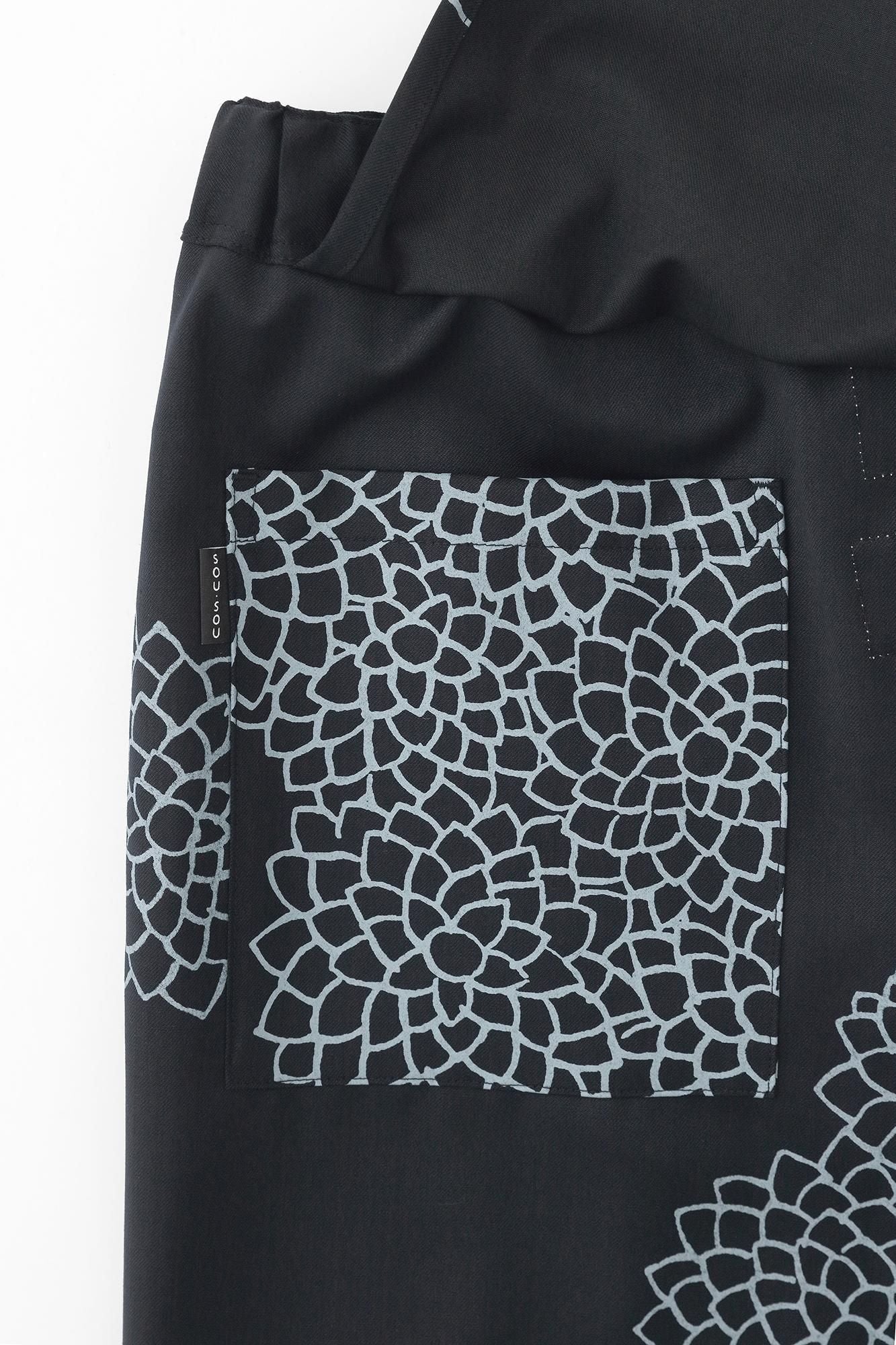 美麗諾羊毛 斜紋織 和服褲裝/雲間菊 暗藍色