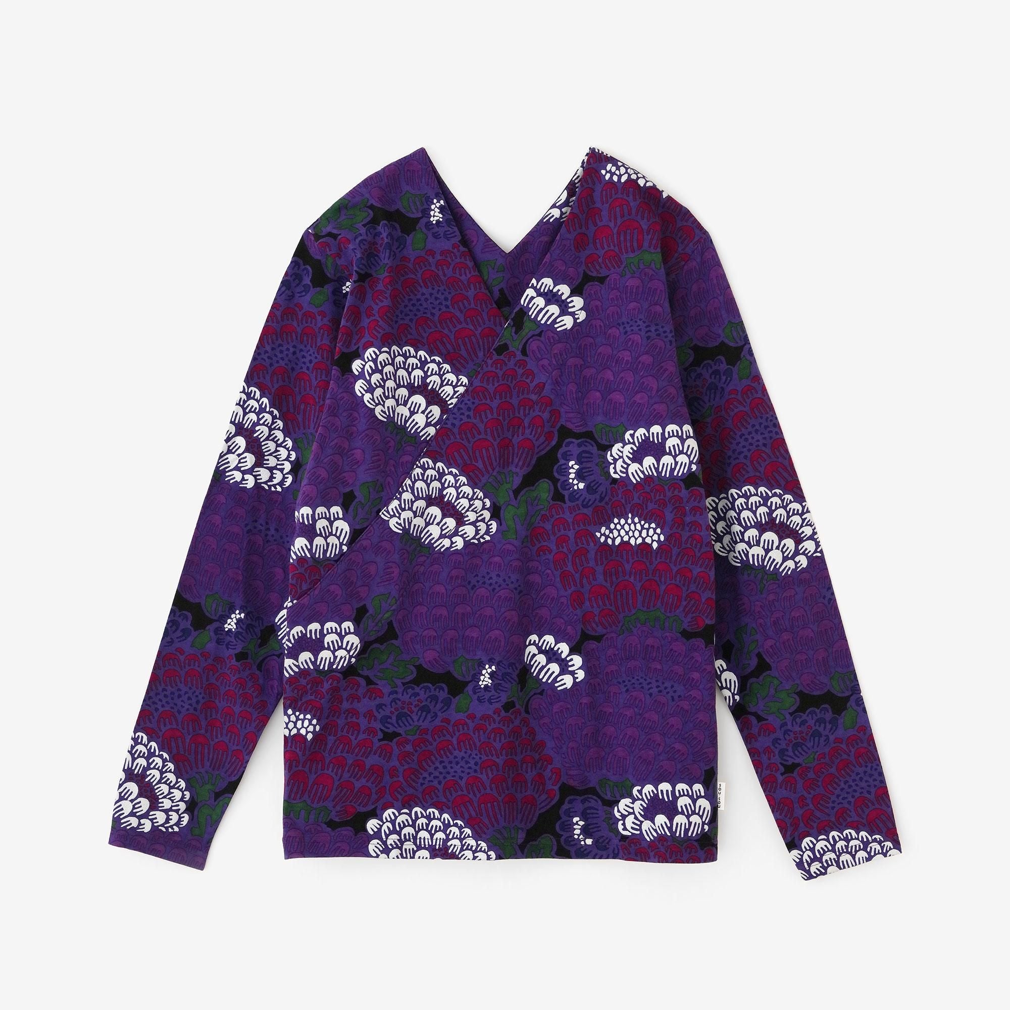 V領上衣 長袖/絢爛 夜紫