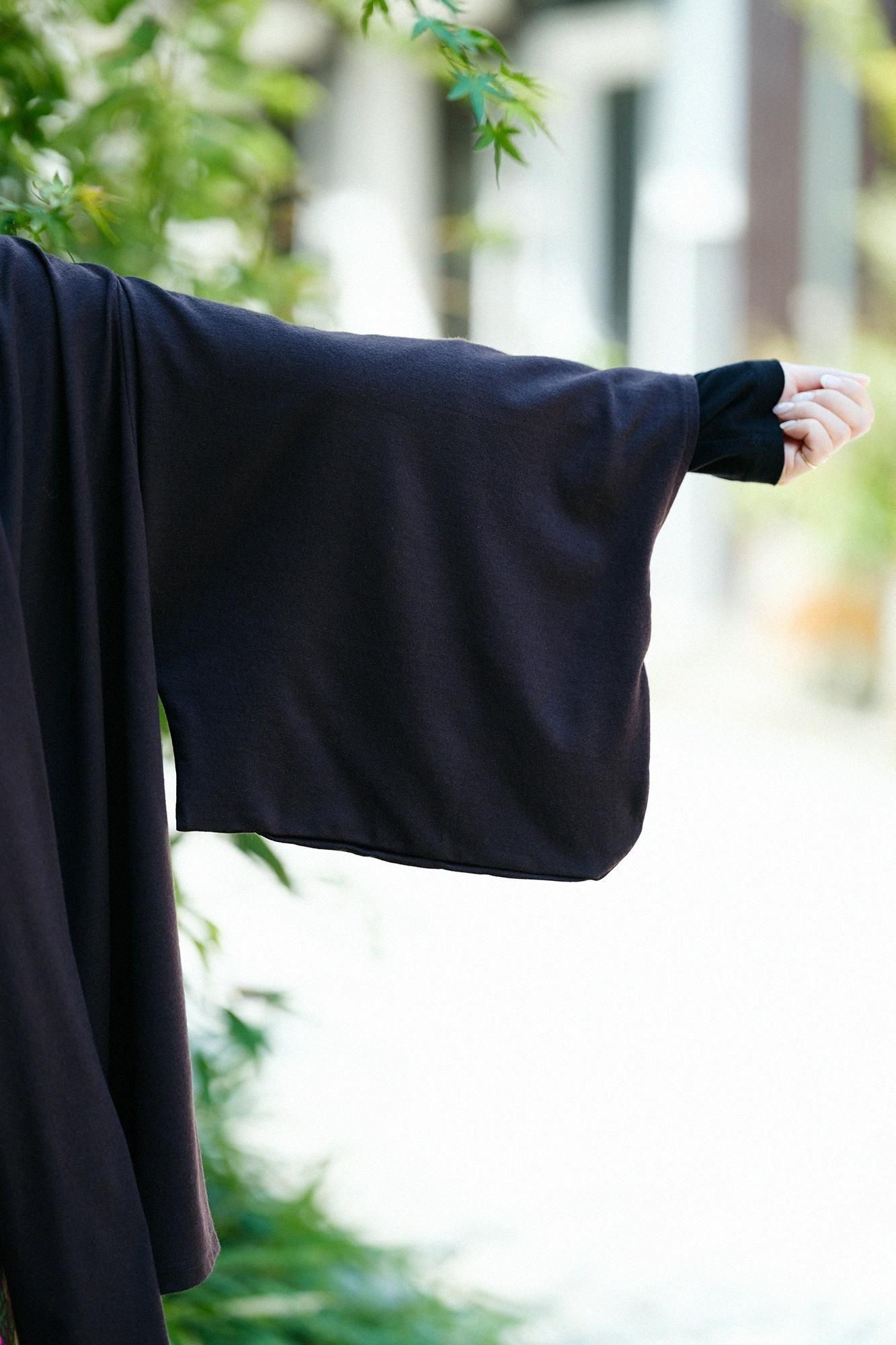 ウォッシャブルウール天竺 小袖莢(こそでさや)/黒茶(くろちゃ)