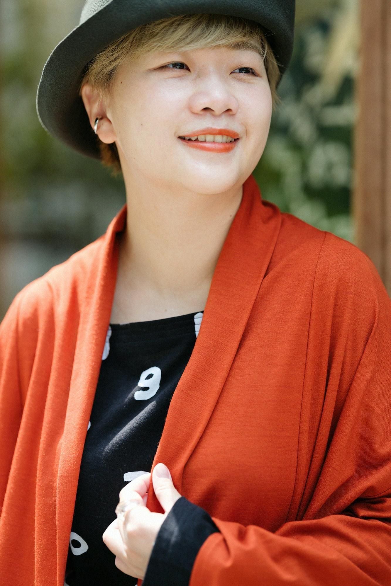 ウォッシャブルウール天竺 小袖莢(こそでさや)/紅樺色(べにかばいろ)