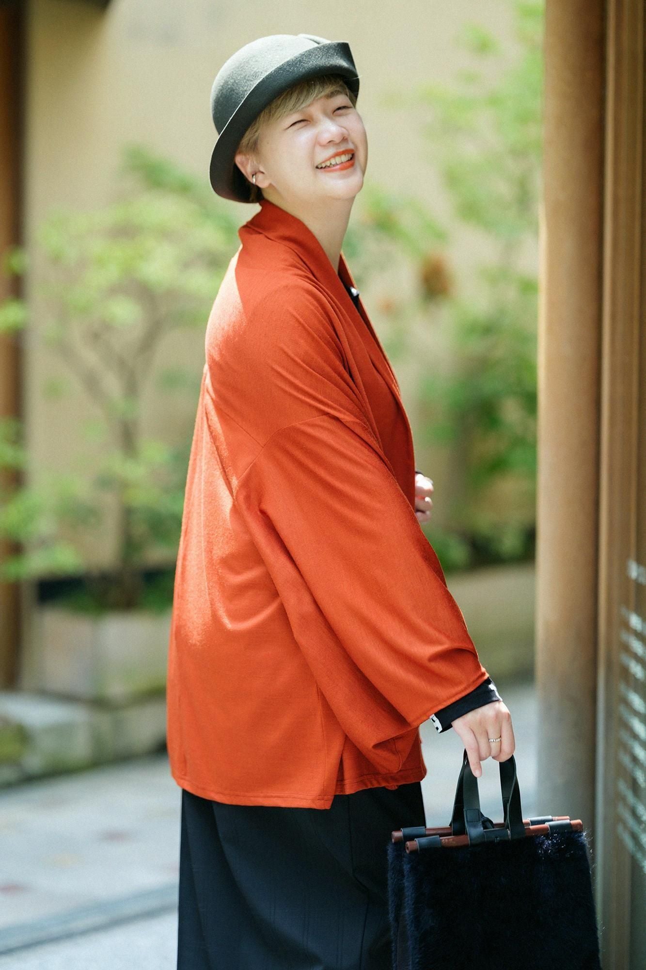 ウォッシャブルウール天竺 小袖莢(こそでさや)/紅樺色(べにかばいろ)