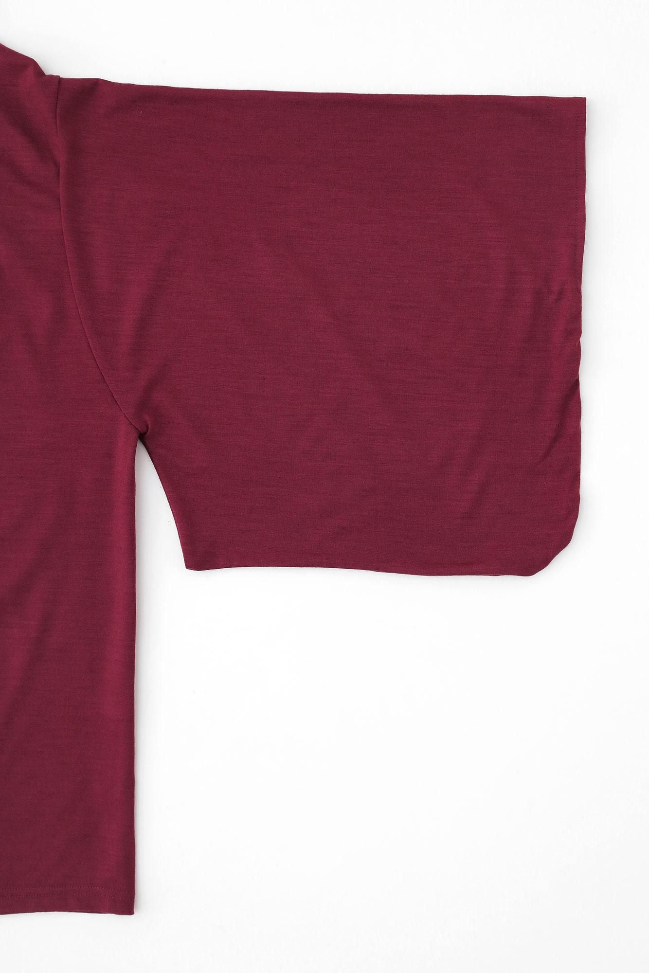 平針織 可洗羊毛小袖莢外套/濃紅色