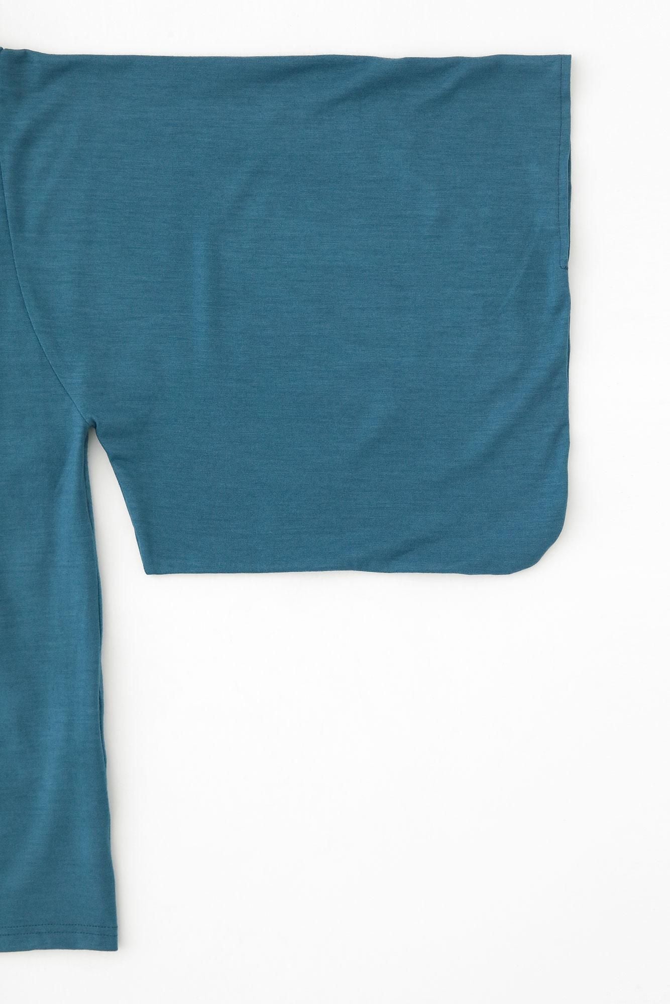 Washable Plain Stitch Wool Kimono Sleeve Cardigan / Pale Indigo