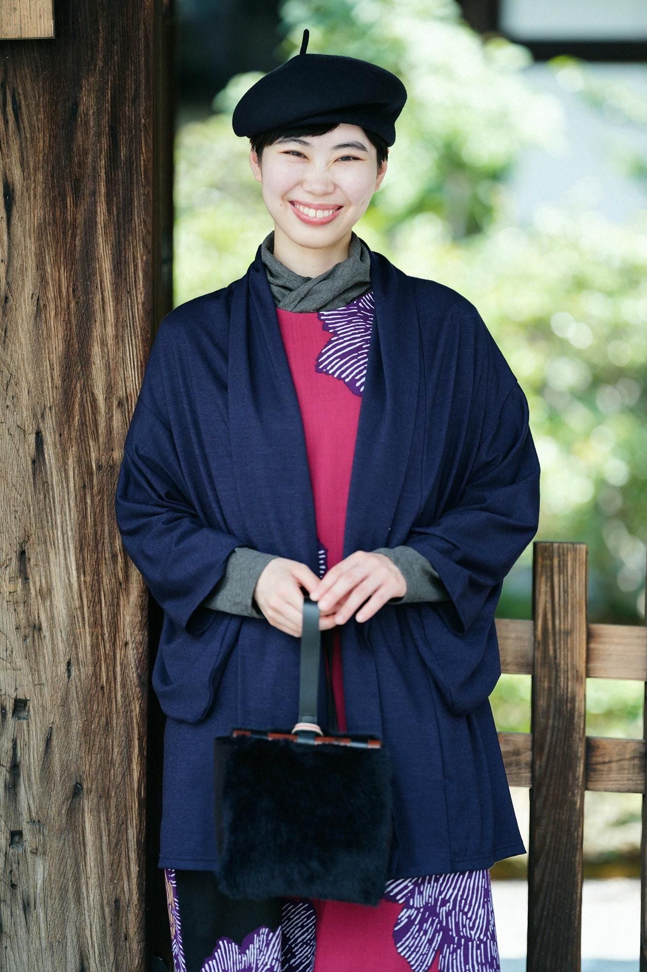 ウォッシャブルウール天竺 小袖莢(こそでさや)/鉄紺(てつこん)