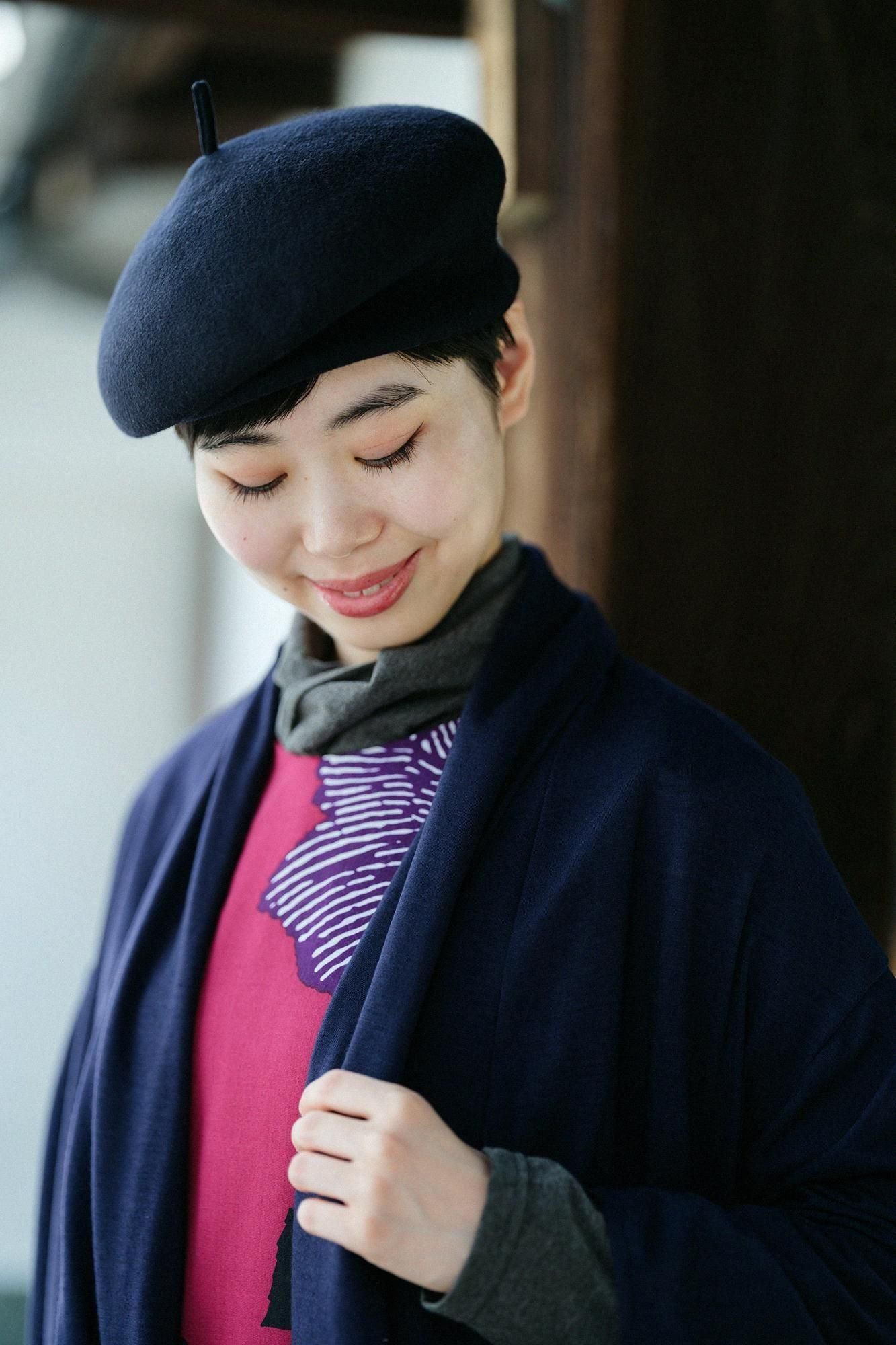 ウォッシャブルウール天竺 小袖莢(こそでさや)/鉄紺(てつこん)