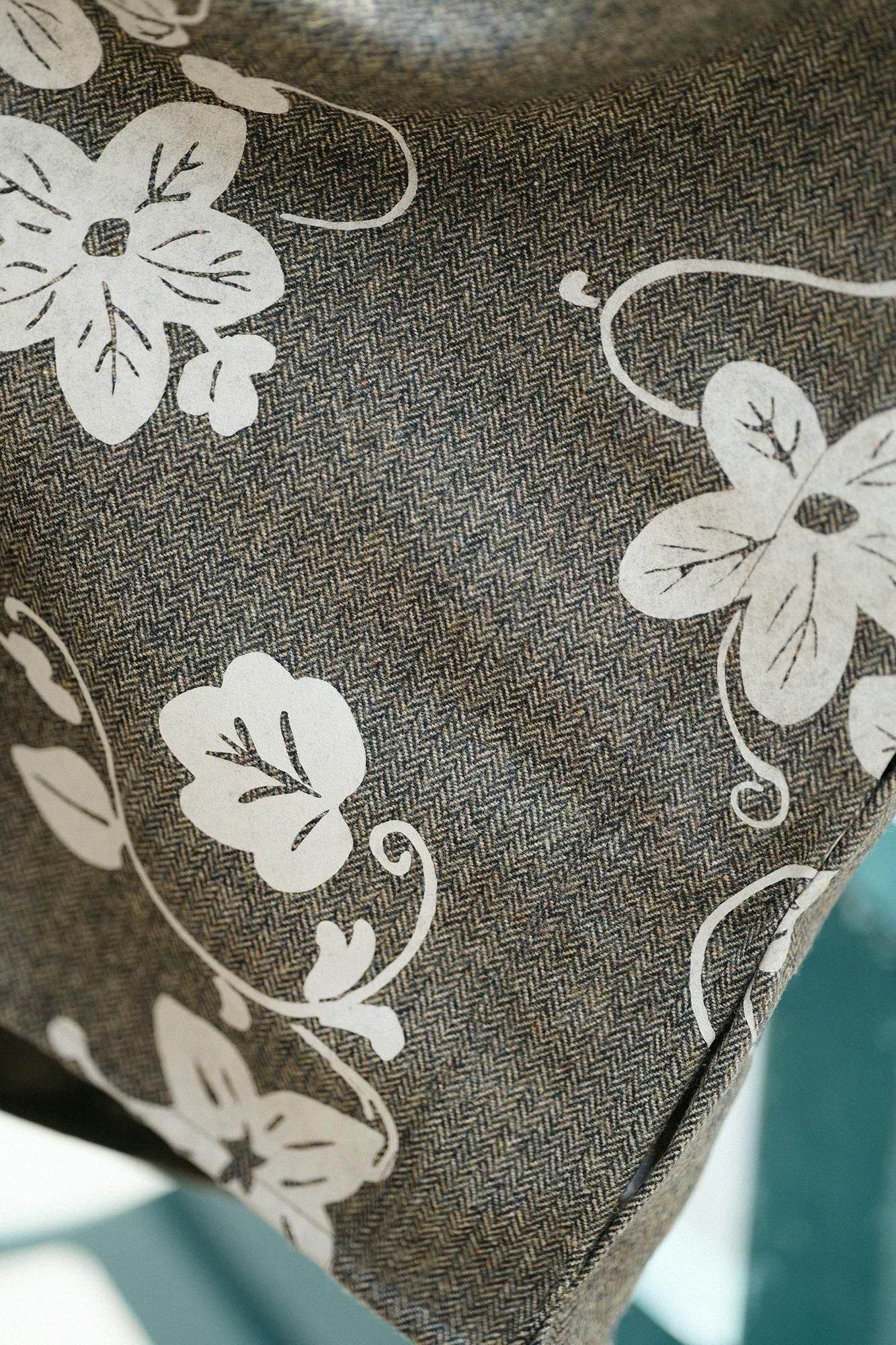 粗花呢千鳥格紋織如月披風斗篷 短版/優美和留白 朽葉色