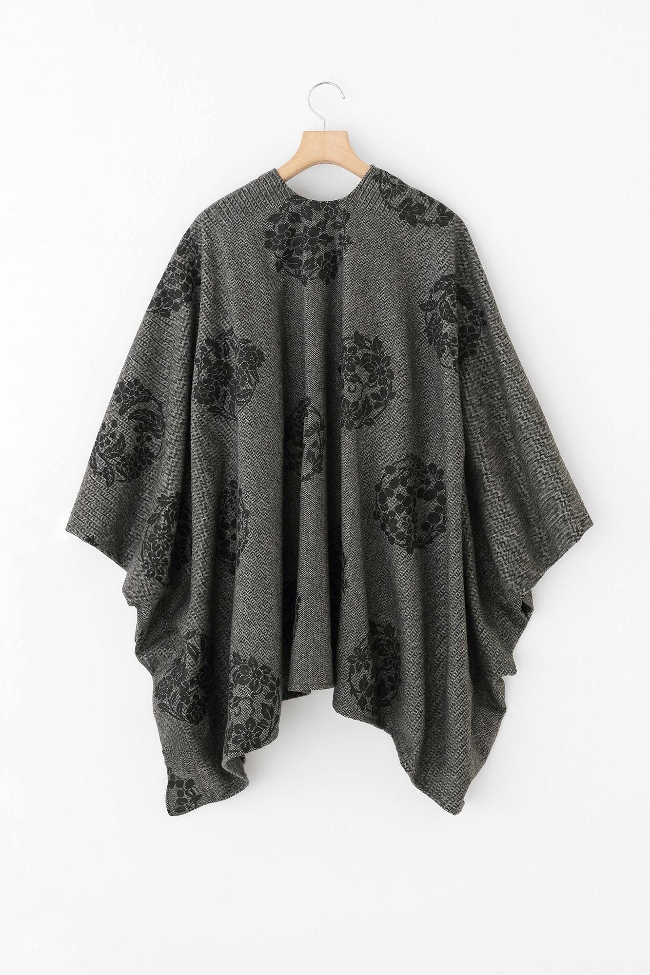 ツイード 杉綾織(すぎあやおり) きさらぎ/花丸文様(はなまるもんよう) ちらしと余白(よはく) 鉛色(なまりいろ)