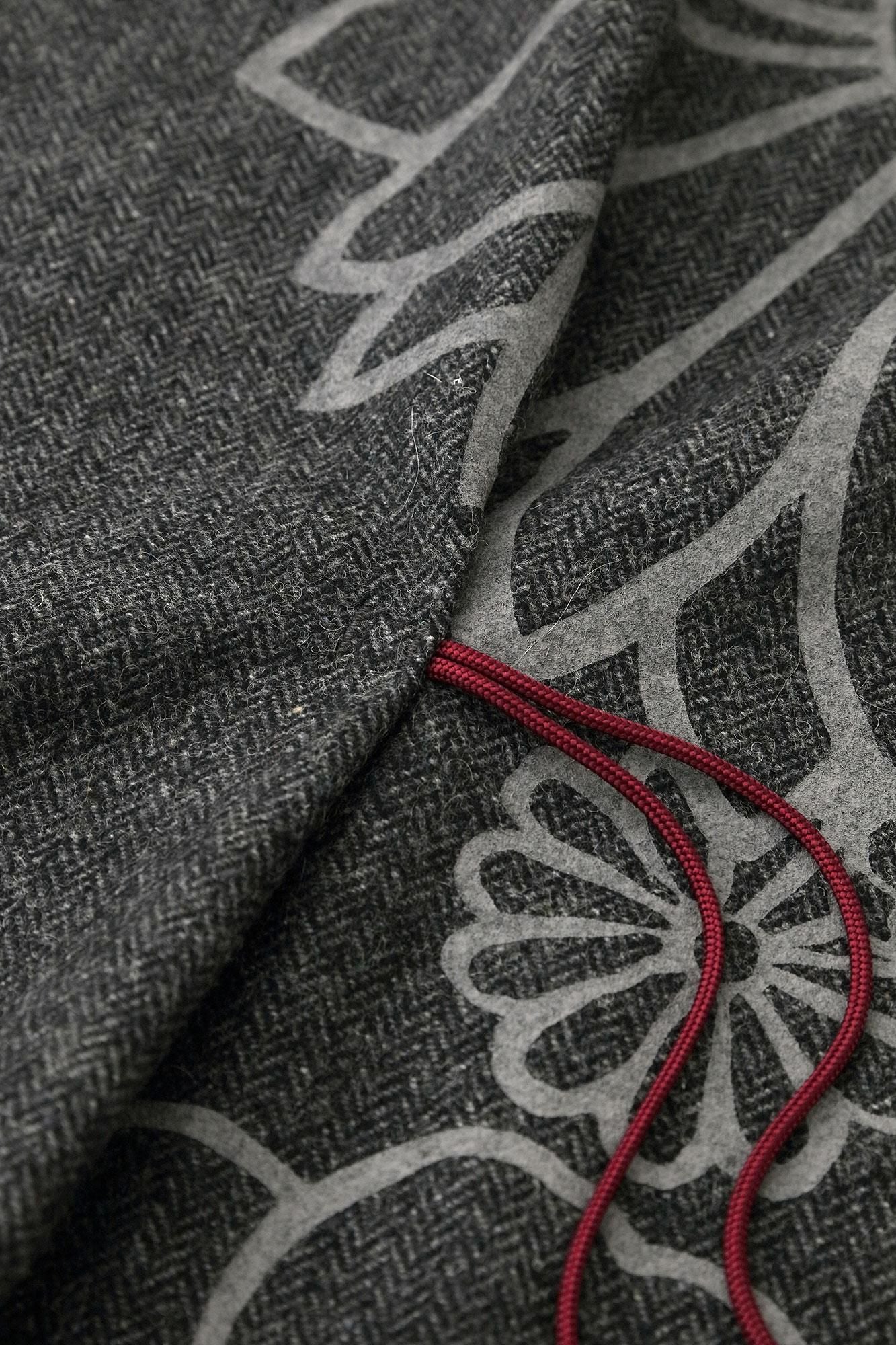 粗花呢千鳥格紋織 如月披風斗篷/金襴緞子和留白墨色