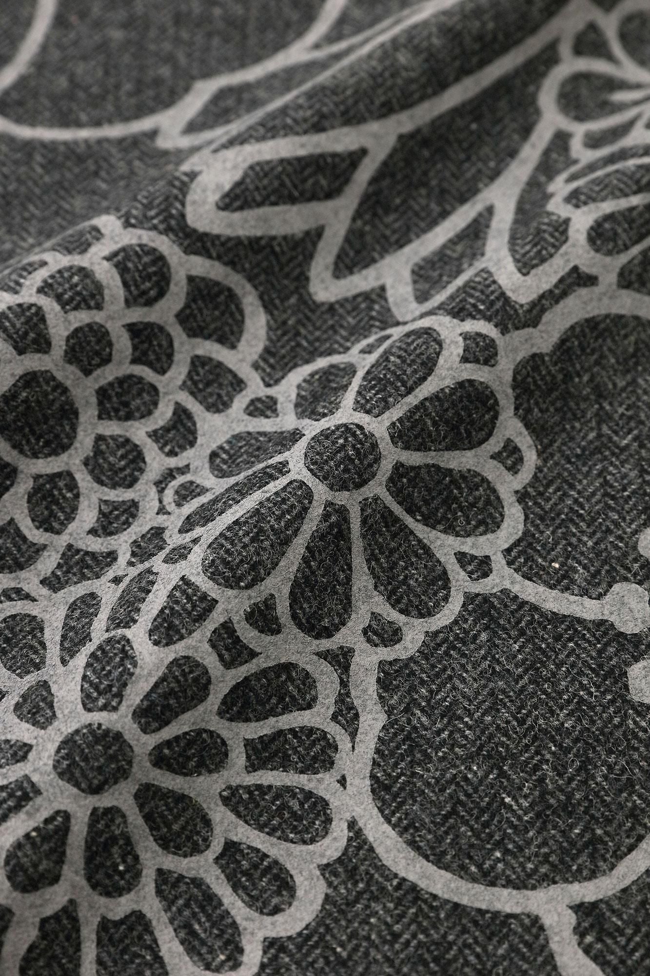 粗花呢千鳥格紋織 如月披風斗篷/金襴緞子和留白墨色