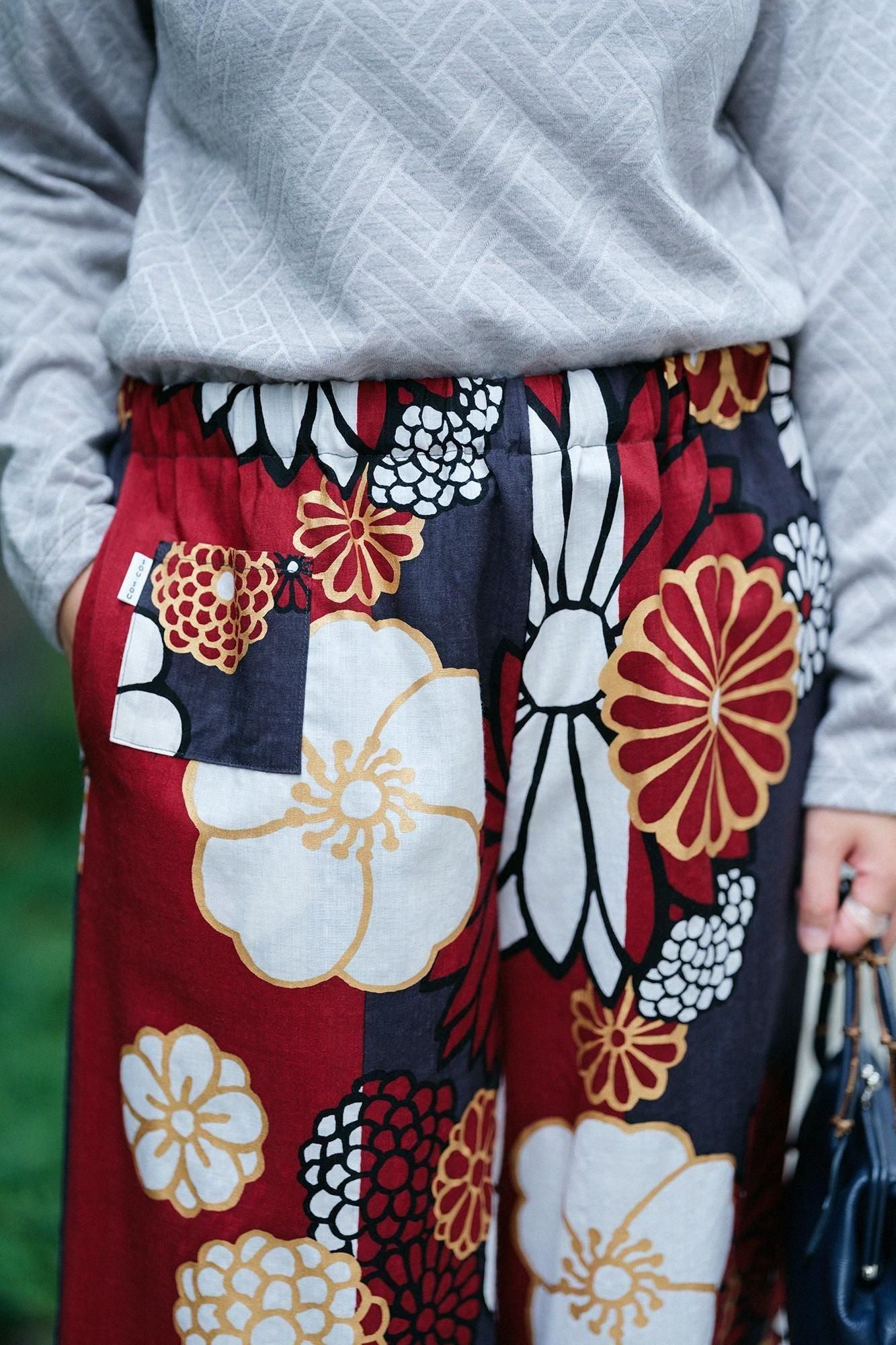 毛斯綸 闊腿褲/金襴緞子