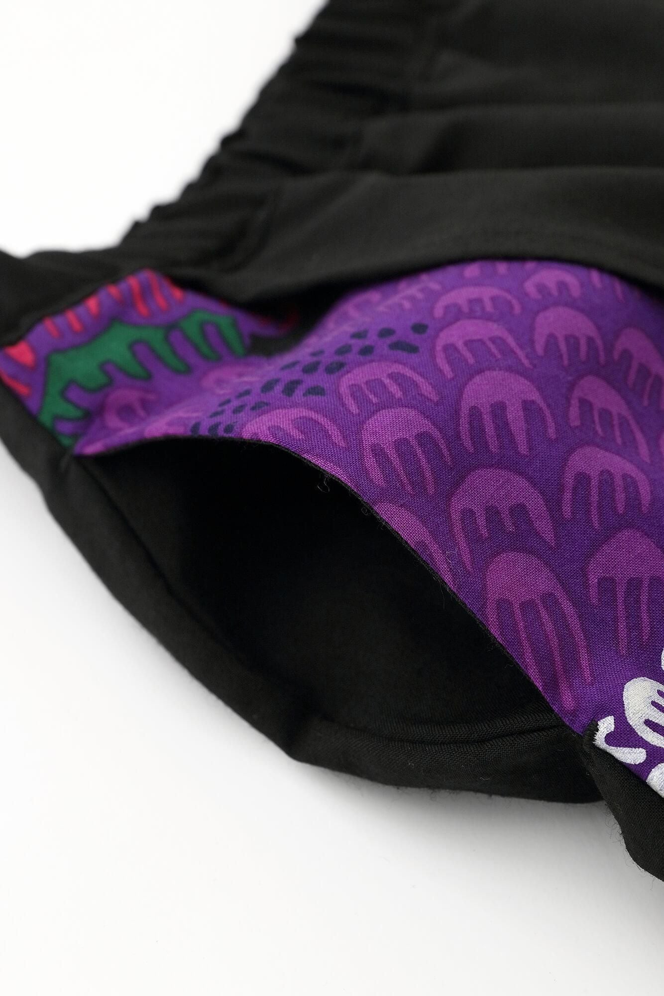 モスリン 手柄寛衣下(たかみかんいした) 片身替わり(かたみがわり) 2.0/濡羽色(ぬればいろ)×けんらん