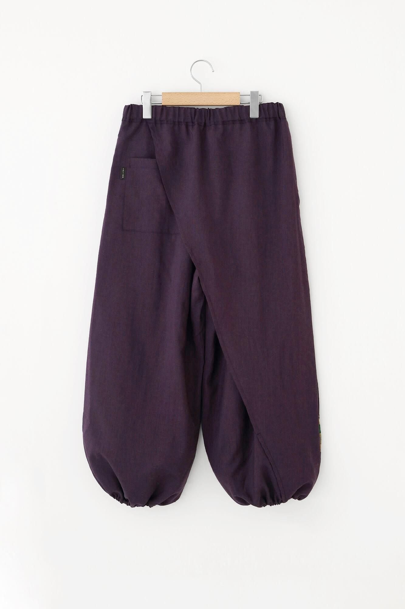 モスリン 手柄寛衣下(たかみかんいした) 片身替わり(かたみがわり) 2.0/濃紫(こきむらさき)×雲取り(くもどり)に菊