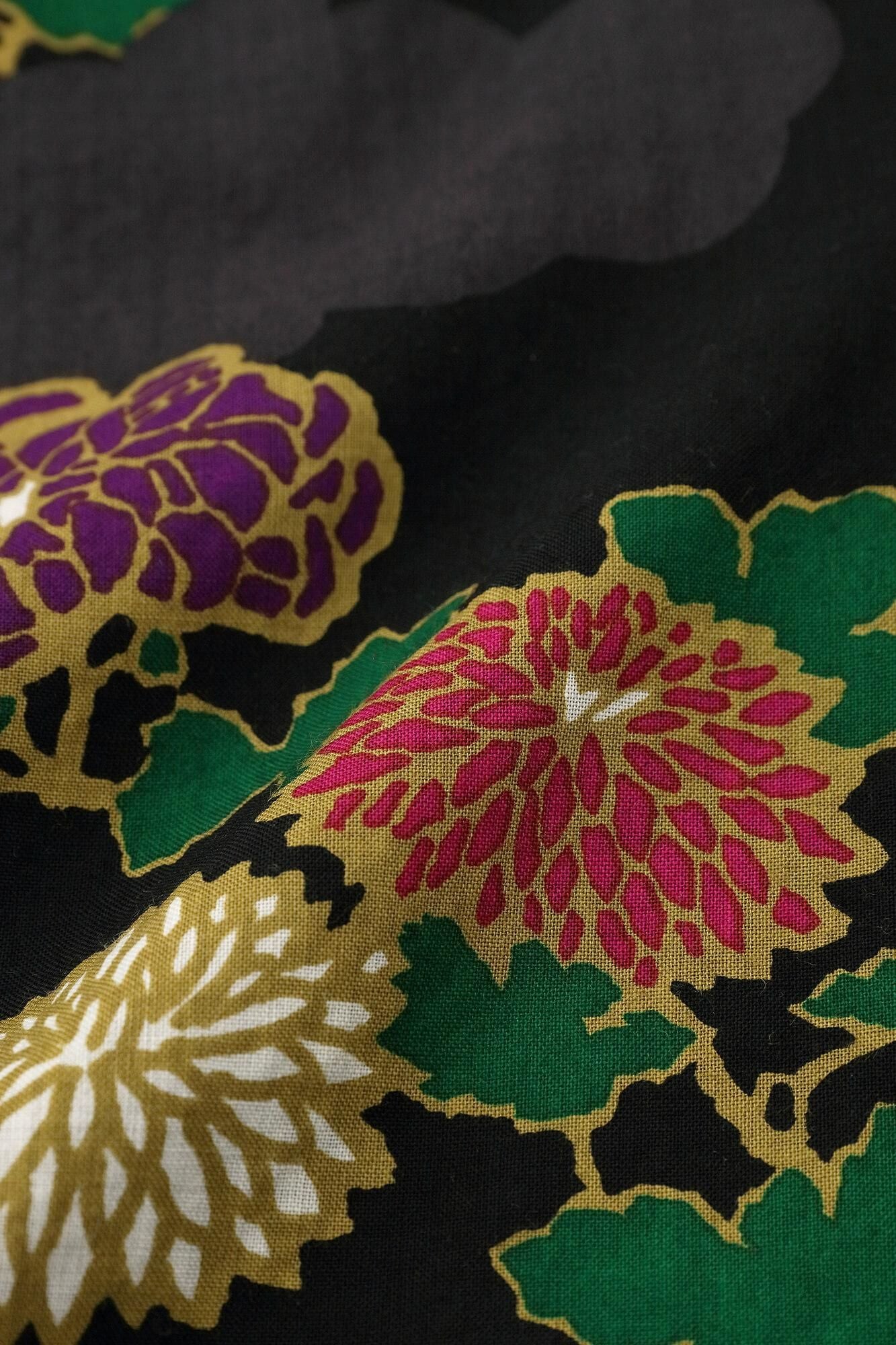 モスリン 手柄寛衣下(たかみかんいした) 片身替わり(かたみがわり) 2.0/濃紫(こきむらさき)×雲取り(くもどり)に菊