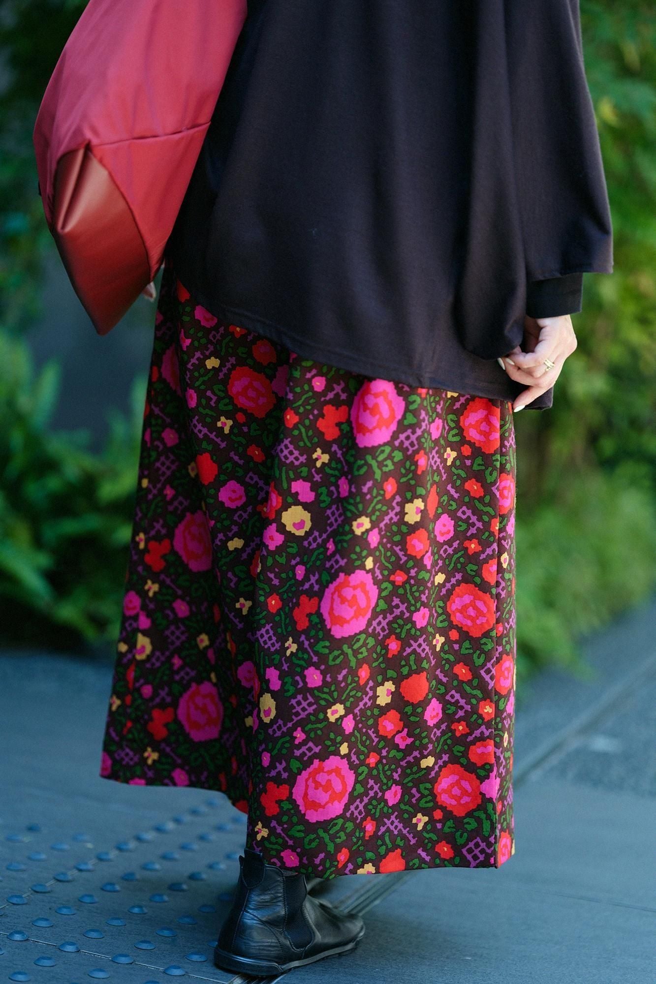 毛斯綸長裙/薔薇