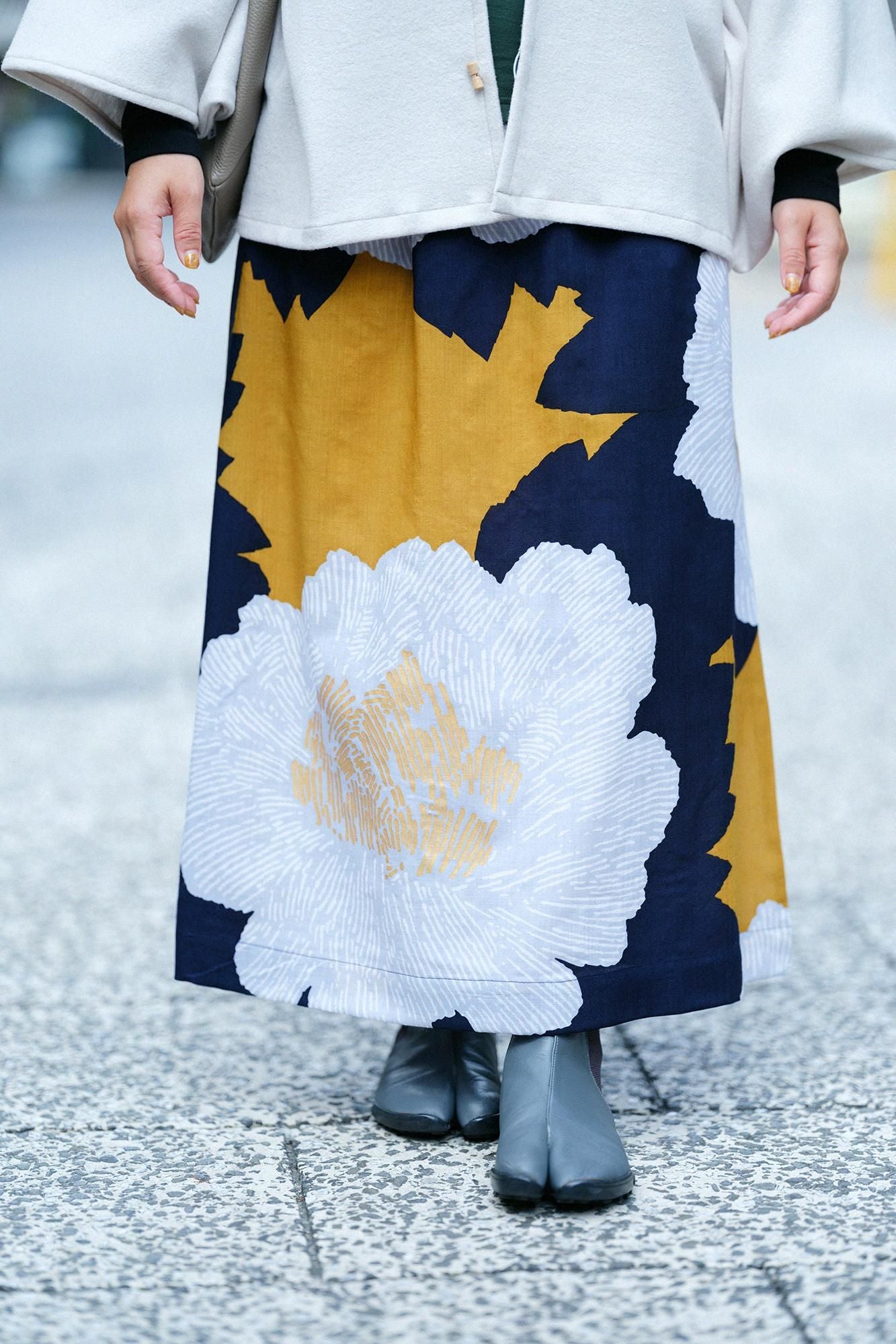 毛斯綸長裙/芍薬 黄昏月