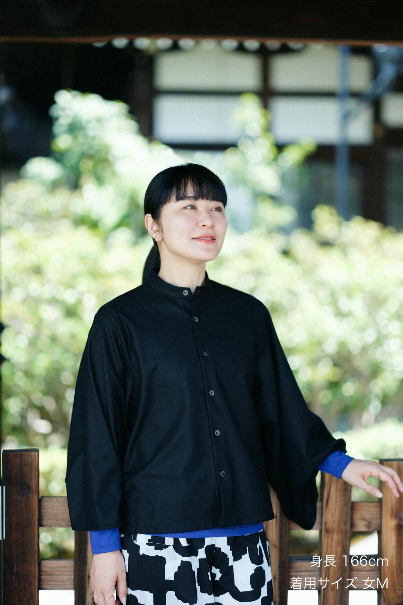 Balancircular® Wool Kimono Sleeve Blouse / Black