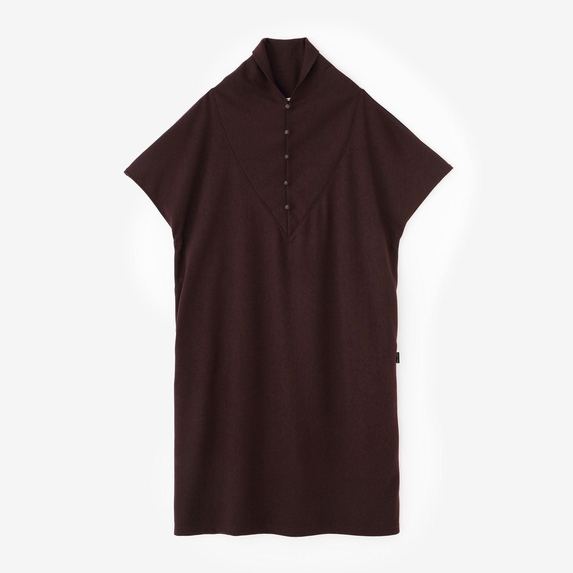 羊毛混紡 雙面編 太夫背心洋裝/深棕色