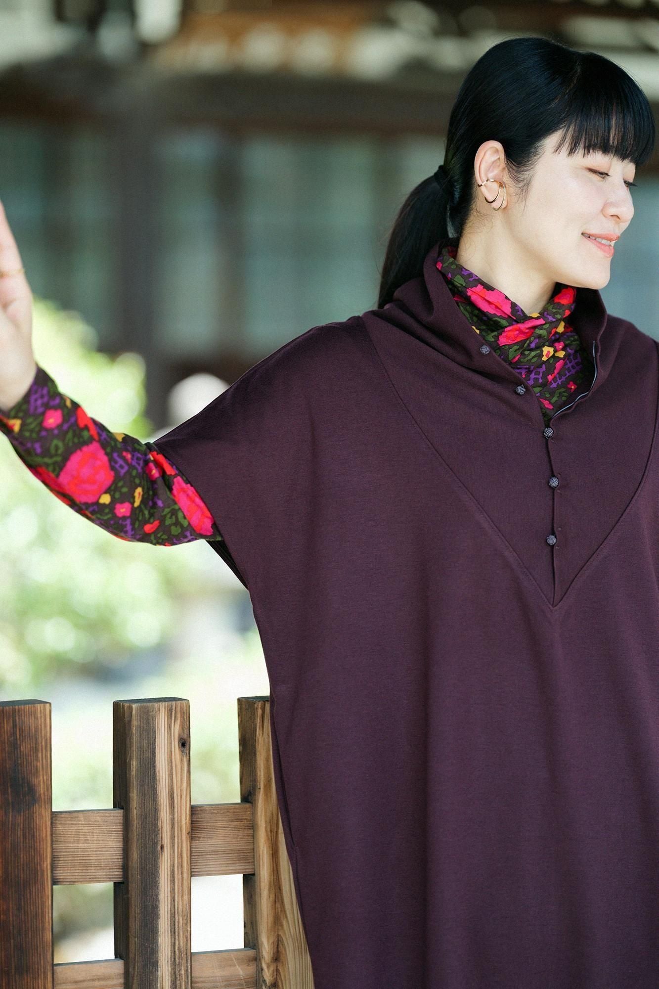 羊毛混紡 雙面編 太夫背心洋裝/深棕色