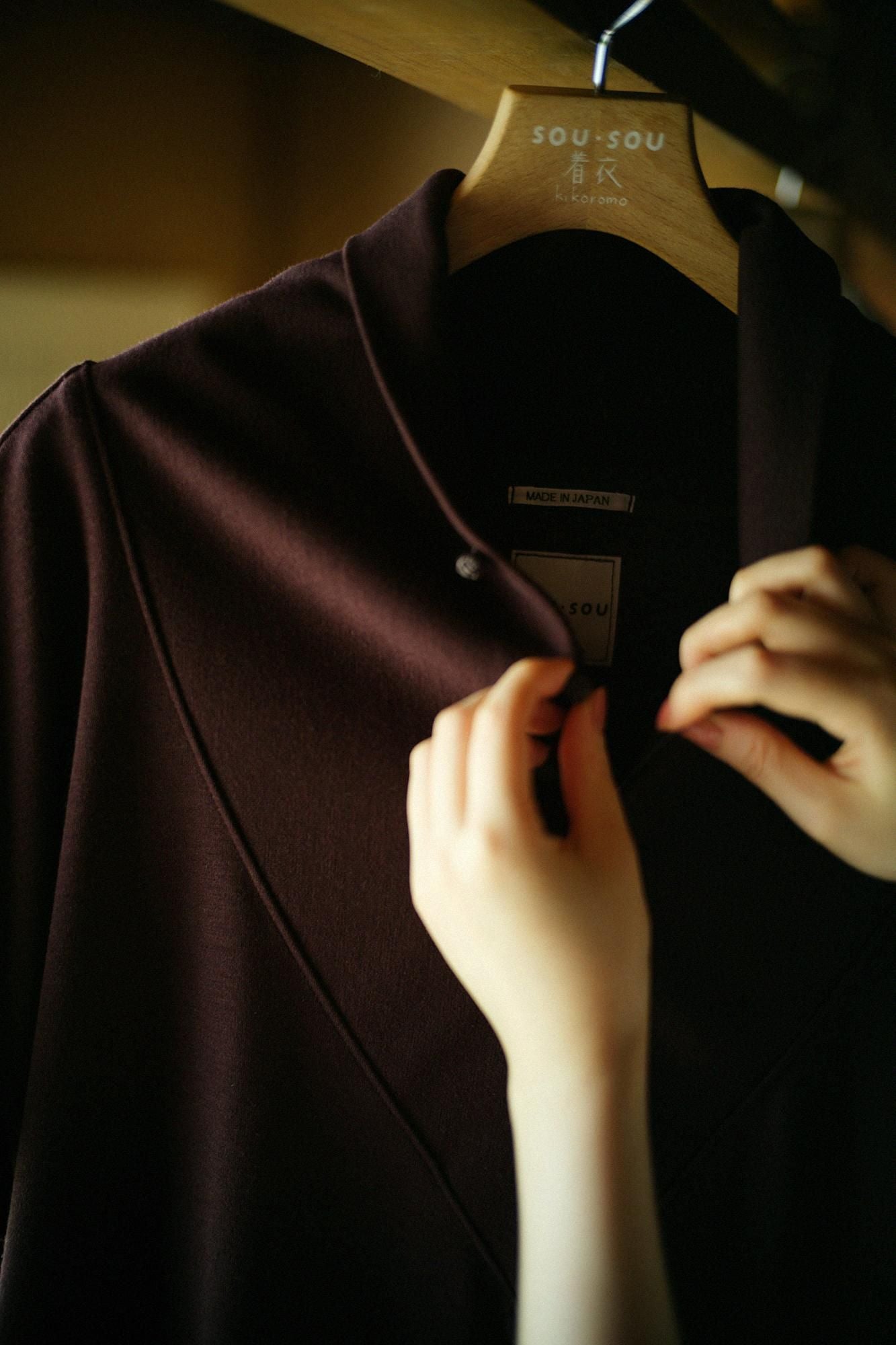 羊毛混紡 雙面編 太夫背心洋裝/深棕色