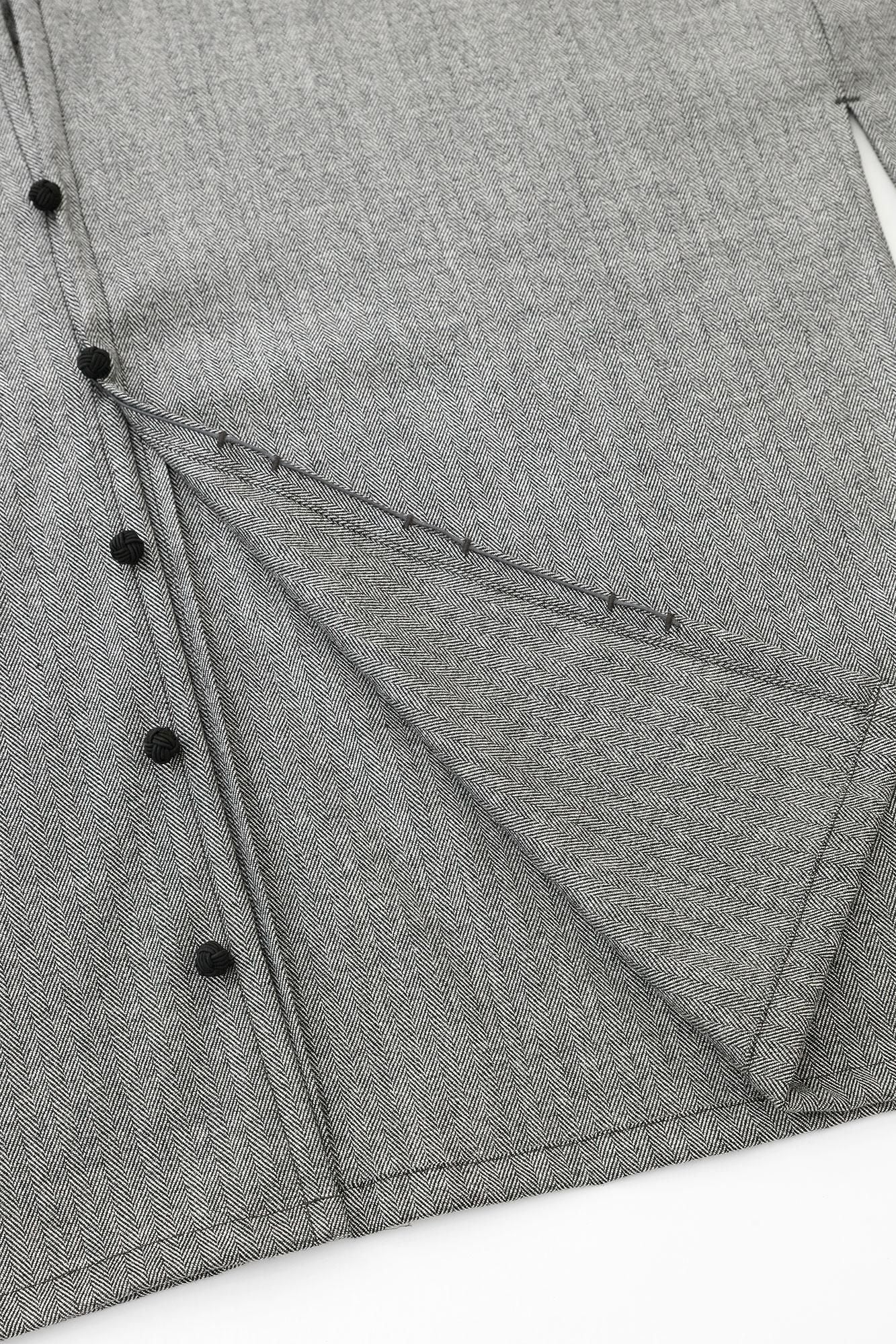 羊毛人造絲 人字形斜紋織 外披/深灰色