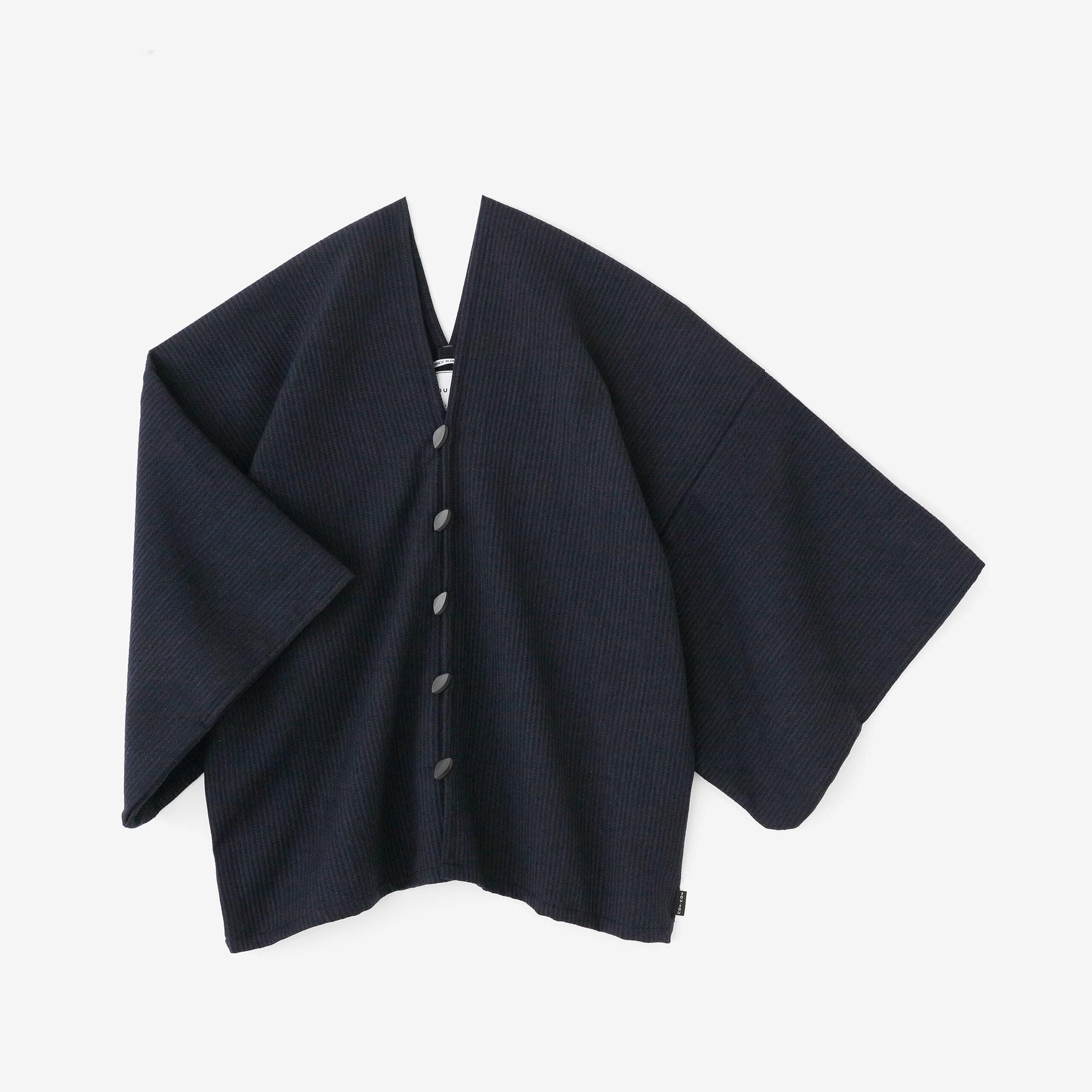 梳毛 外披/藍黑色