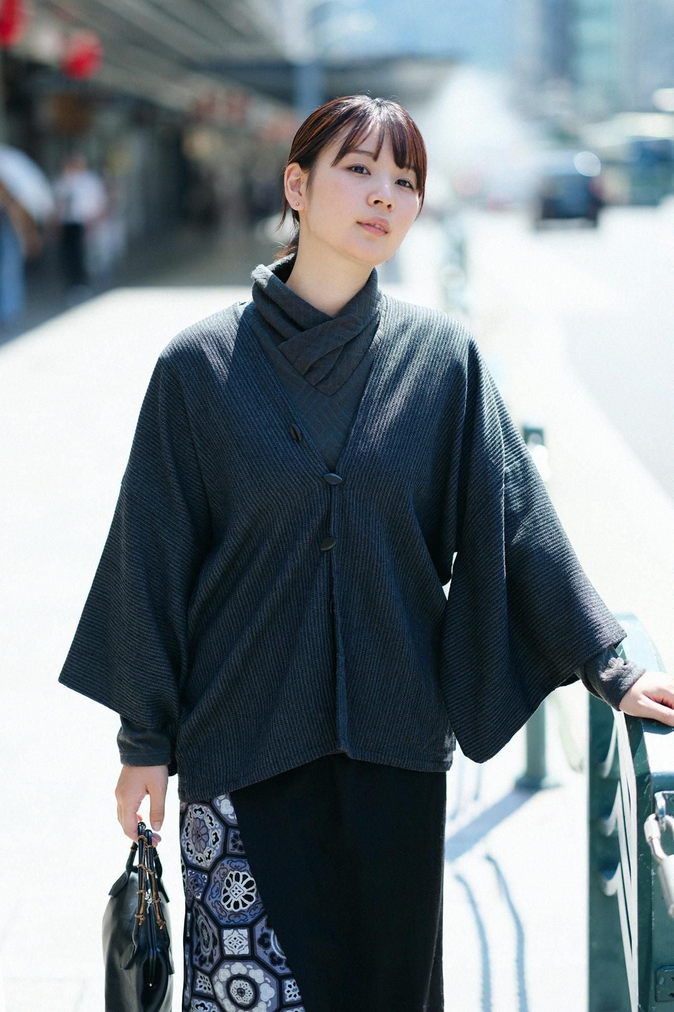 梳毛 外披/墨色