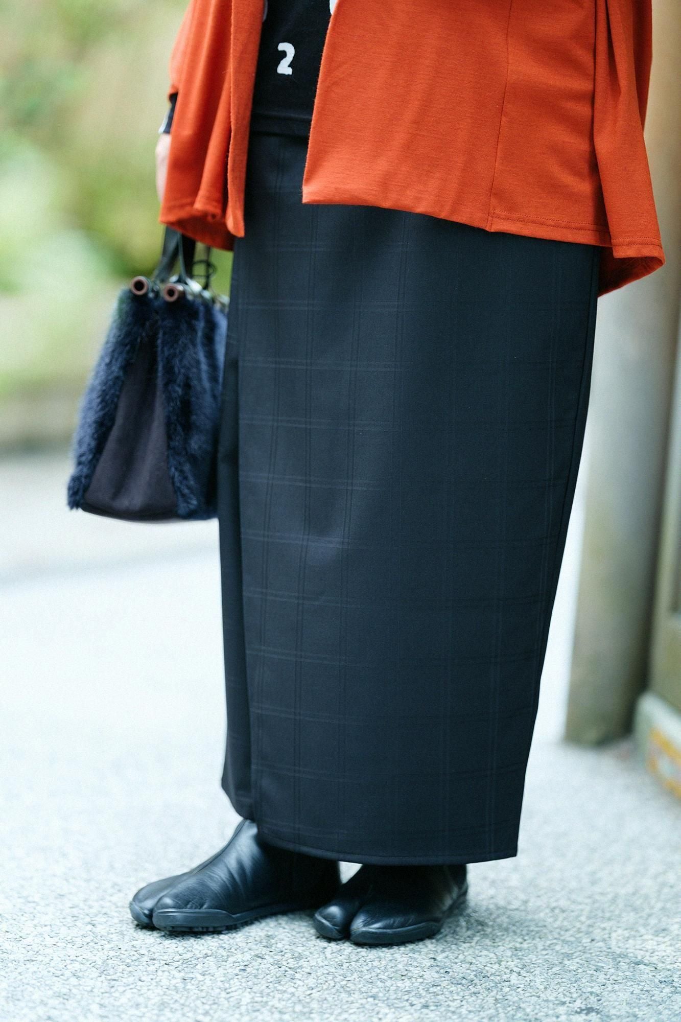 梳毛×Solotex(R)斜紋織 和服褲裝/黑色