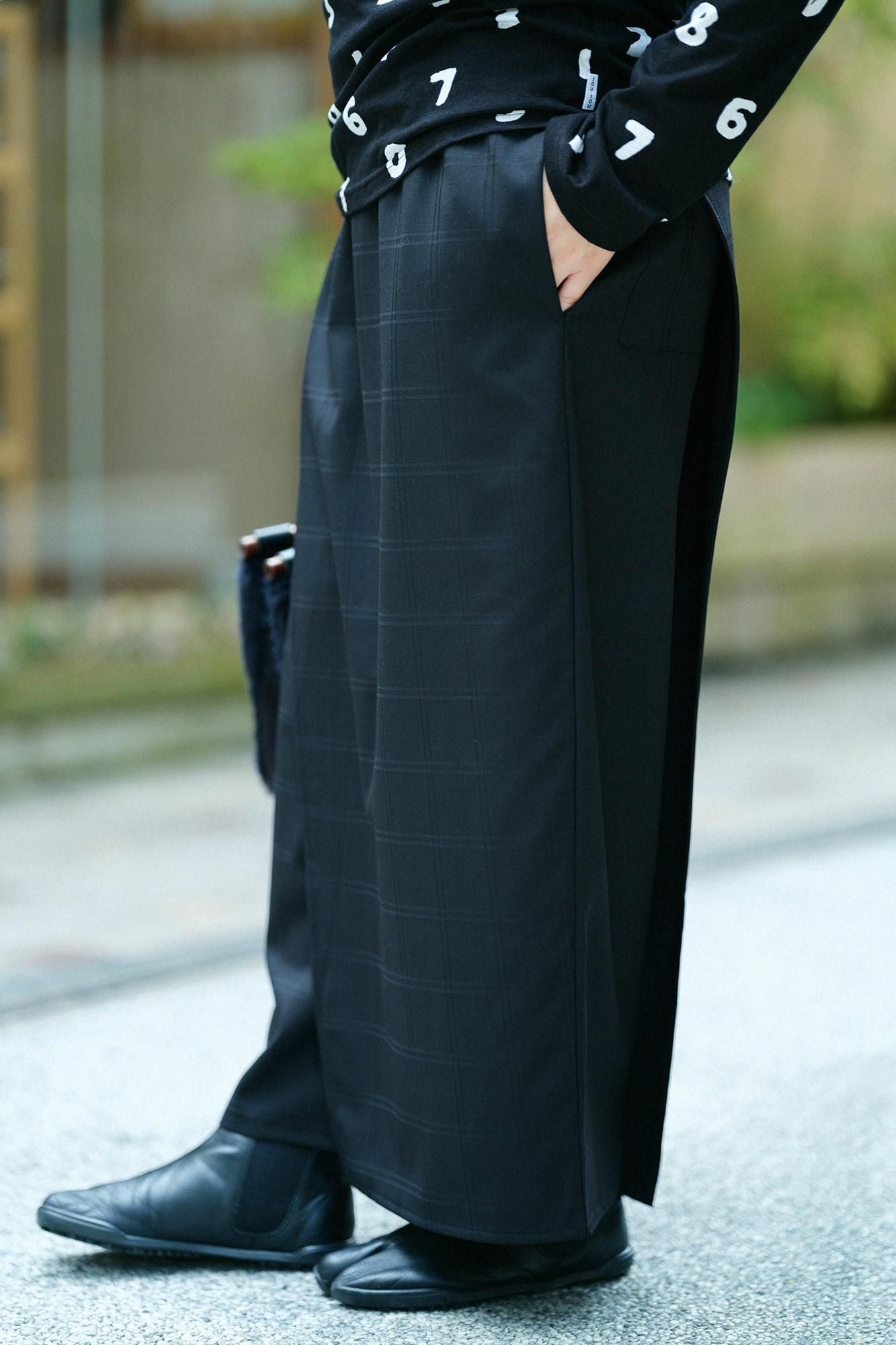 梳毛×Solotex(R)斜紋織 和服褲裝/黑色