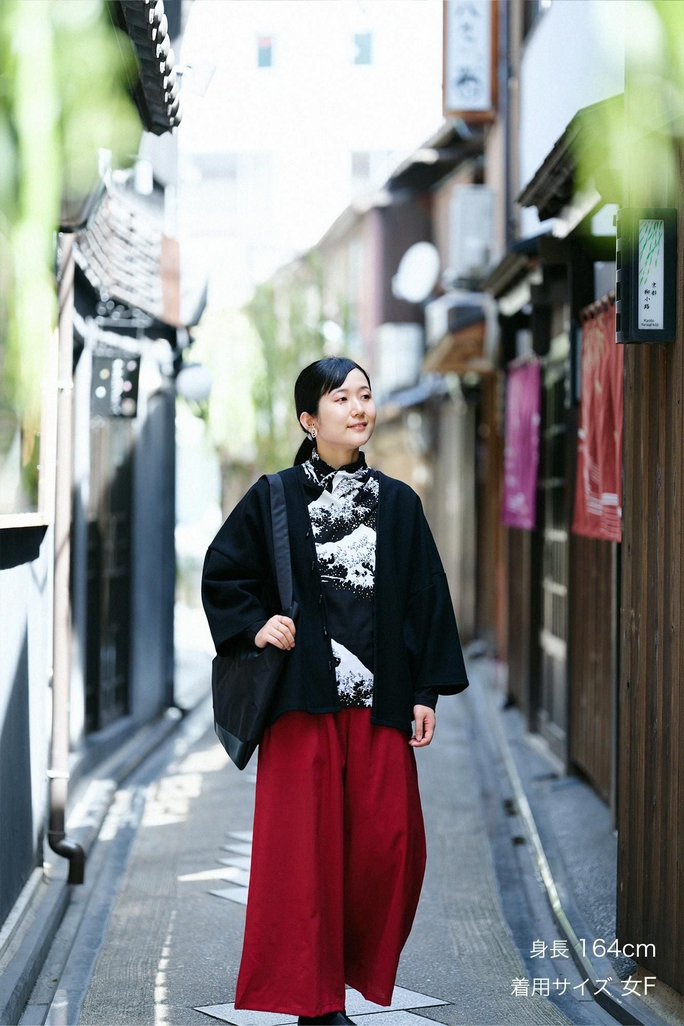 梳毛針織外披/黑色