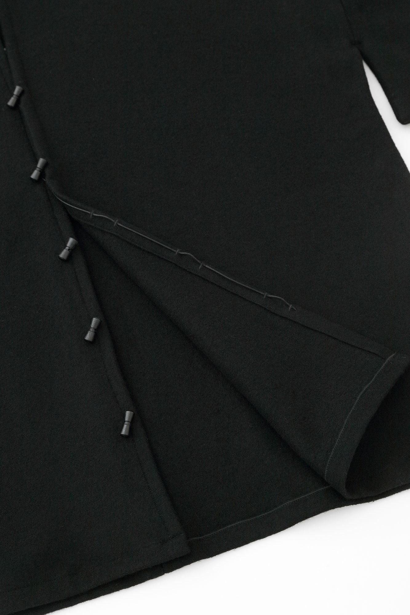 梳毛針織外披/黑色